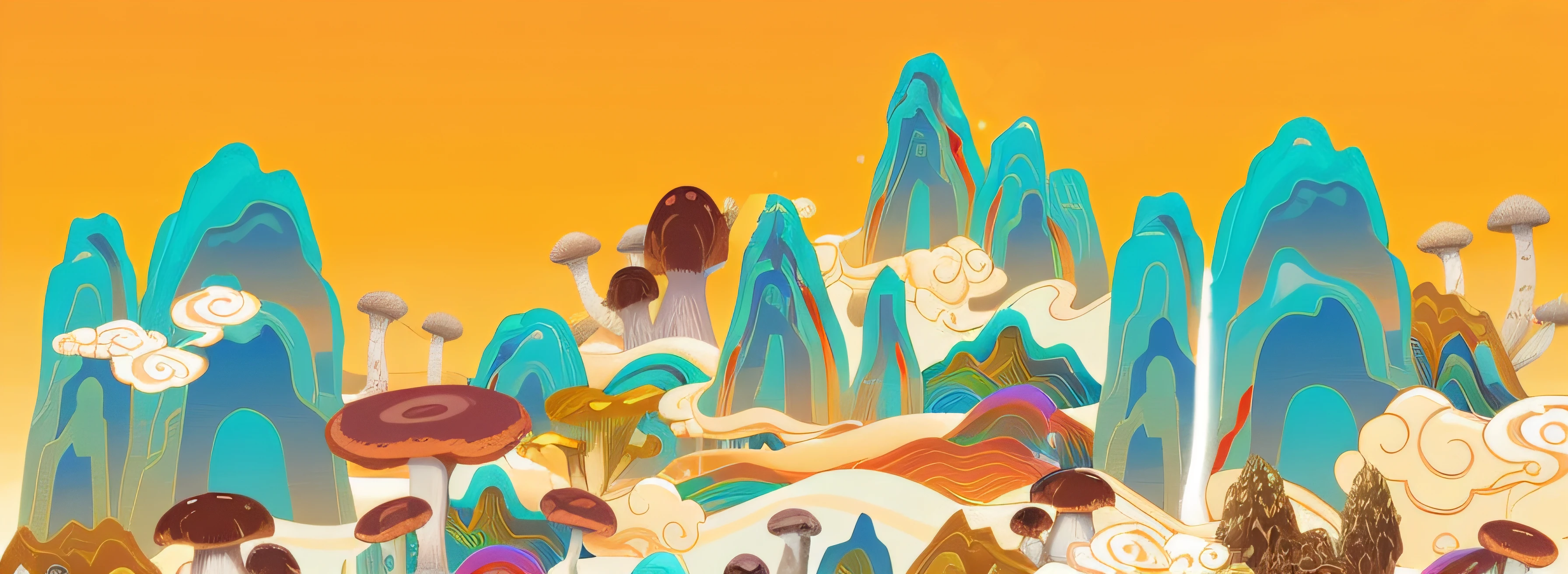 Cogumelos,psychedelic illustrations, psychedelic landscape, cogumelo trippy, Colorful illustration, mushroom city, jen bartel, psychedelics, retro psychedelic illustration, detailed digital illustration, Cogumelos, whimsical fantasy landscape art, whimsical and psychedelic, magic mushrooms, colorful flat surreal ethereal, Digital illustration, psychedelic surreal art