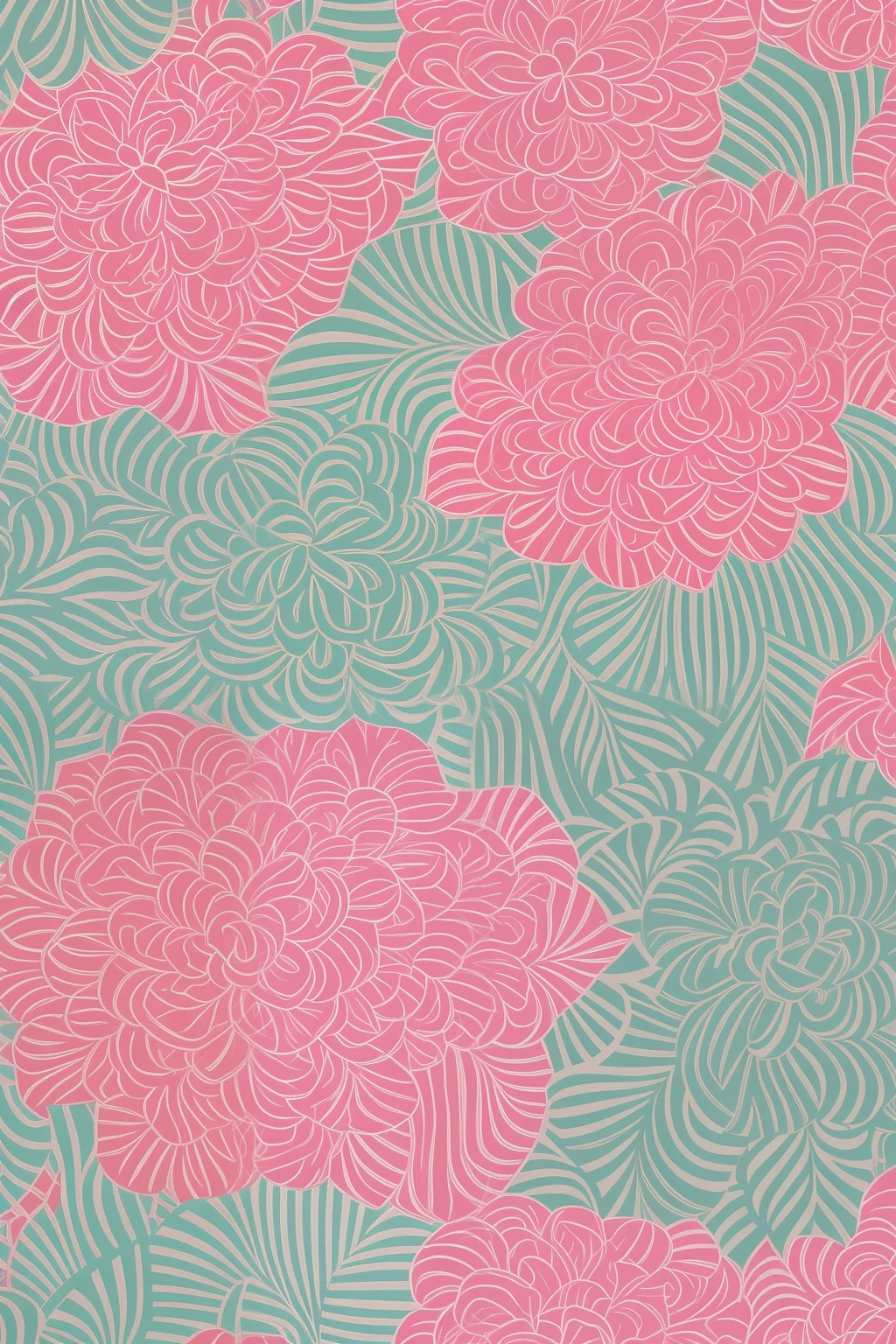 Close up of pink and green pattern, Repetitive patterns, textile print,New Chinese,Matisse, Repeating pattern,Inspired by Ross Blackner