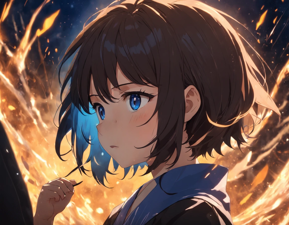 tmasterpiece,best qualtiy,cinematic Film still from,1 boy,short detailed hair,Write homework in the classroom,closeup cleavage,brightly,Warm and soft lighting,