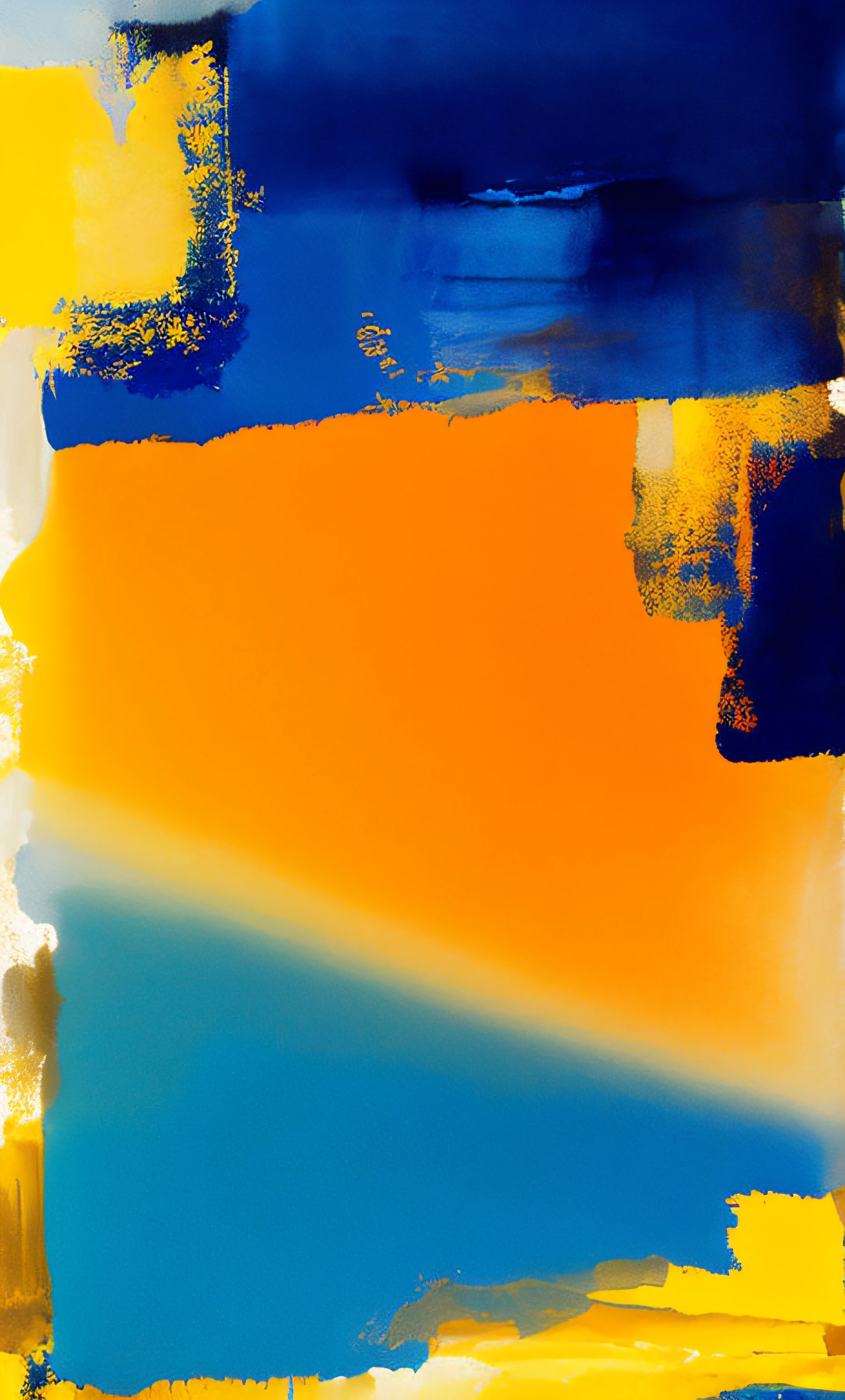 abstract colours, abstract colours, background yellow and blue, orange and blue, Abstract illustration, Prussian Blue and Raw Siena, Abstract composition, warm color artistic interpretation