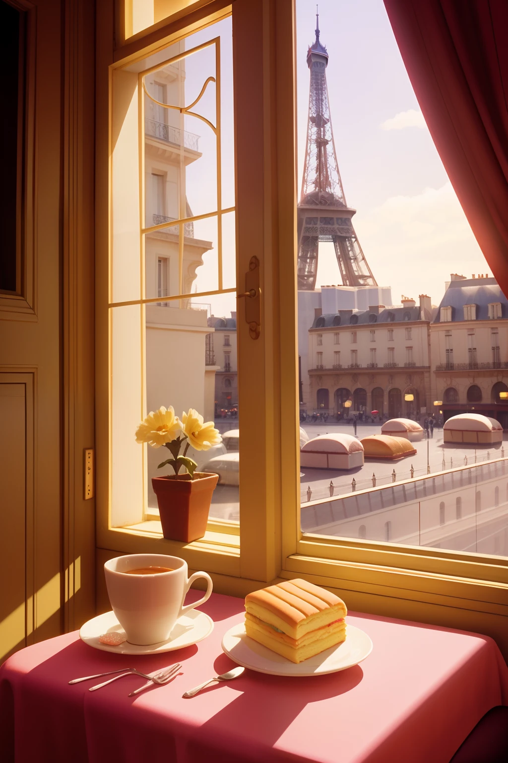 Date: 1995
Location: Paris, France
Description: A pastel-colored French pastry, adorned with delicate icing, is illuminated by the sunlight streaming through a Parisian cafe window.