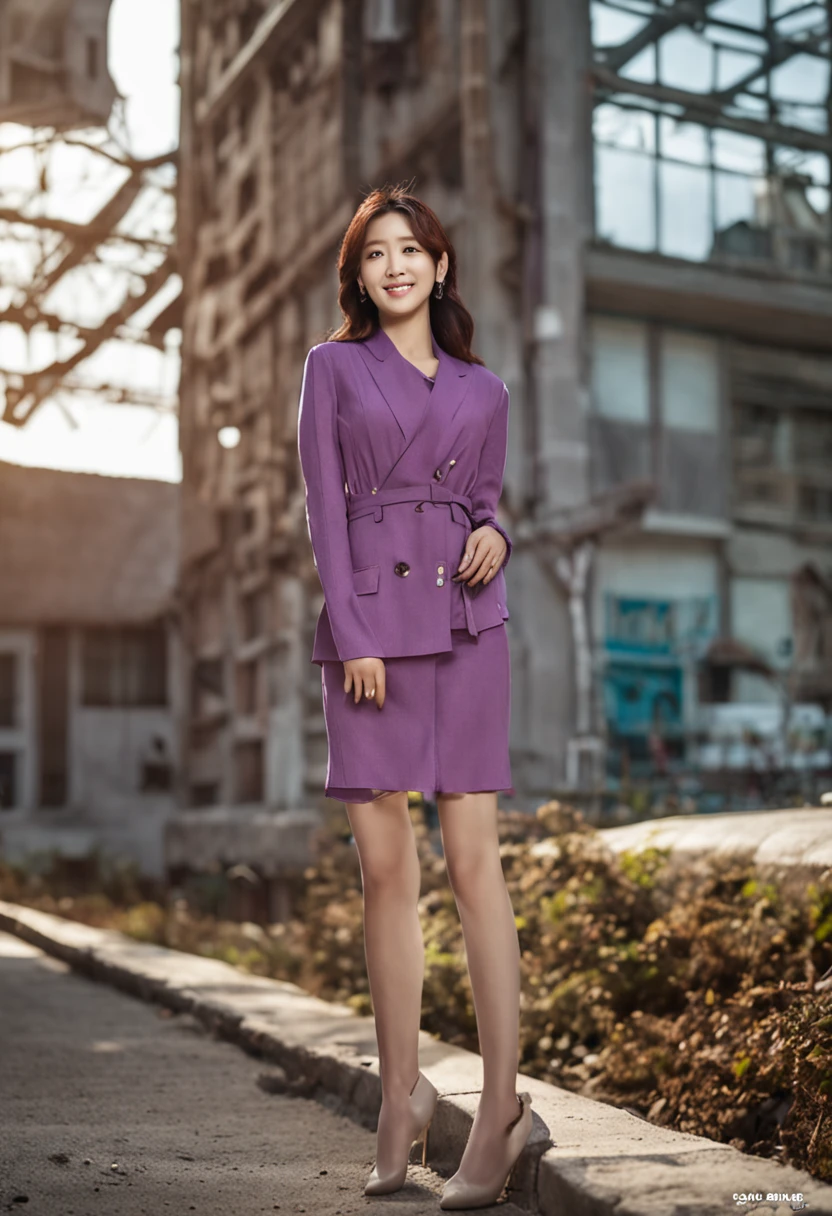 Arad woman posing for photo in purple apron, jiyun chae, cute korean actress, jaeyeon nam, Lee Ji-eun, lee ji eun, female actress from korea, hwang se - on, shin min jeong, Kwak Ji-young, Kim Hyun-joo, jung gi kim, Korean woman, park jimin，((Best picture quality, 8K))，((1个Giant Breast Girl))，Slender abs，Legs are very thin and long，The butt is upturned，((The background is a sorghum field))，