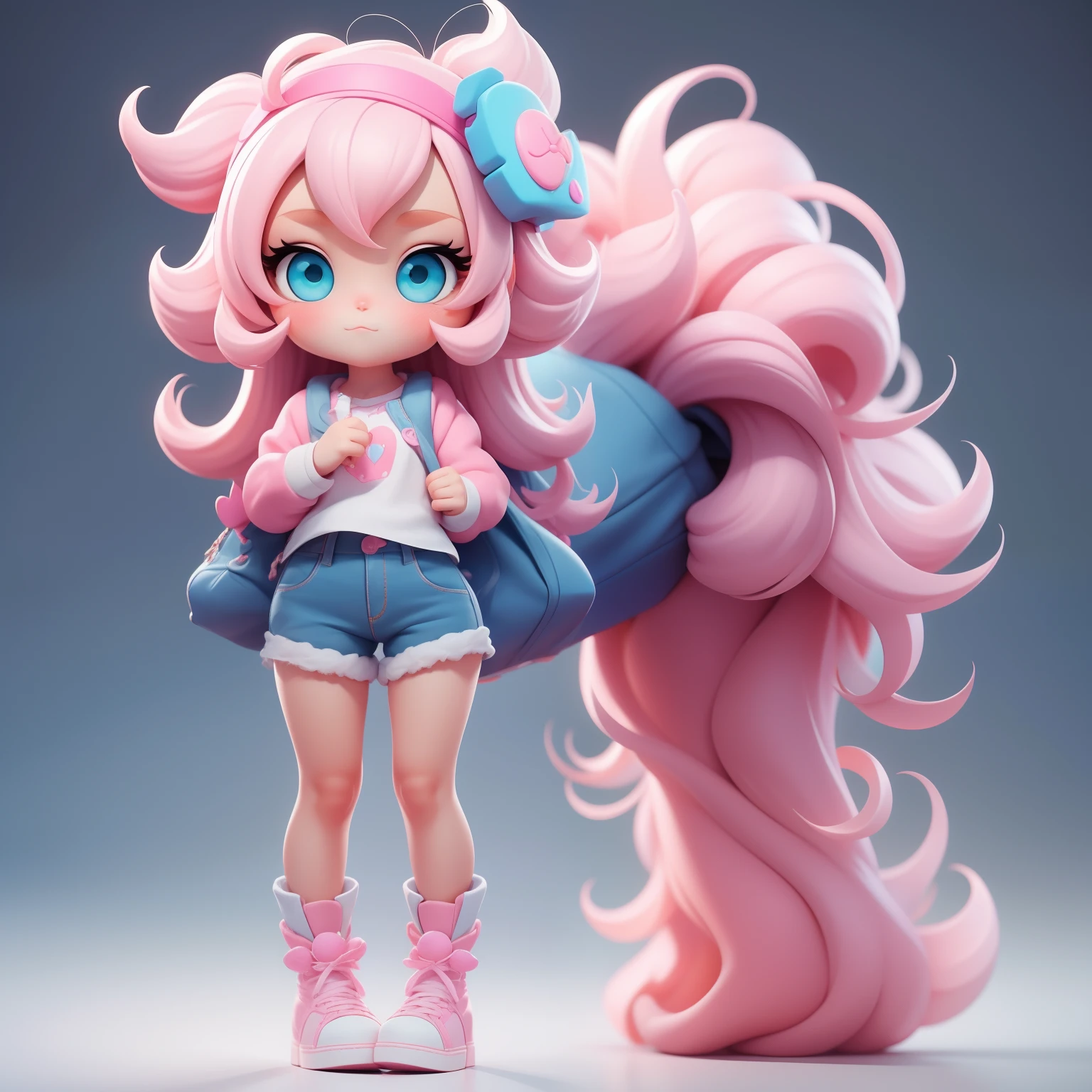 a super cute girl, full body, dreamy cute hair accessoriesPopmart Blind Box, IP design, clean and bright background3D rendering, OC rendering, 8k, soft focus, fine Glossysuper detail --ar 3:6 50 --q 2 --niji 5 --style expressive --s 2