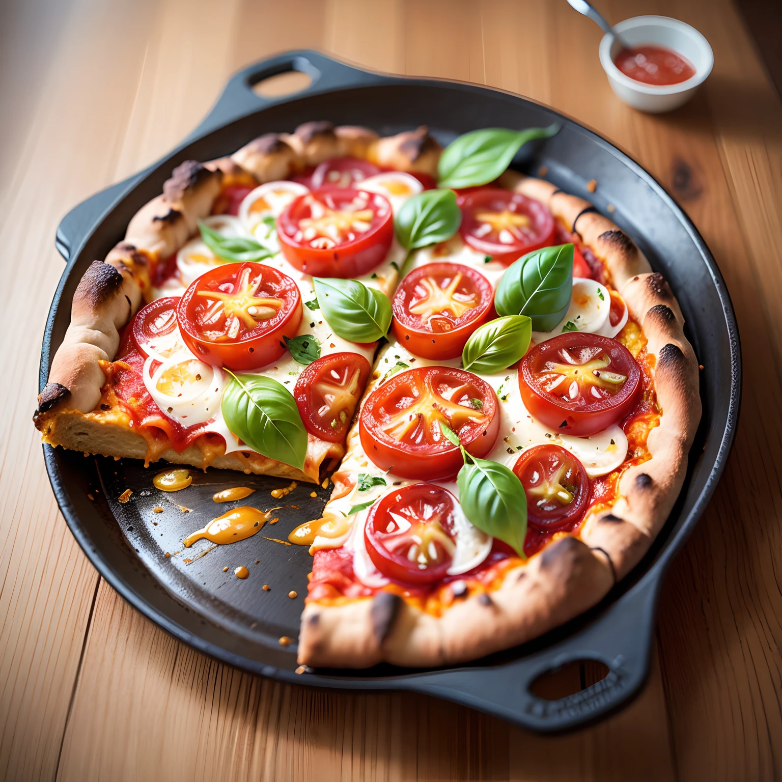 Italian Peperoni Pizza with Muzarella Tomato Basil (Realistic) (High quality) (High solution) (accuracy) --auto --s2