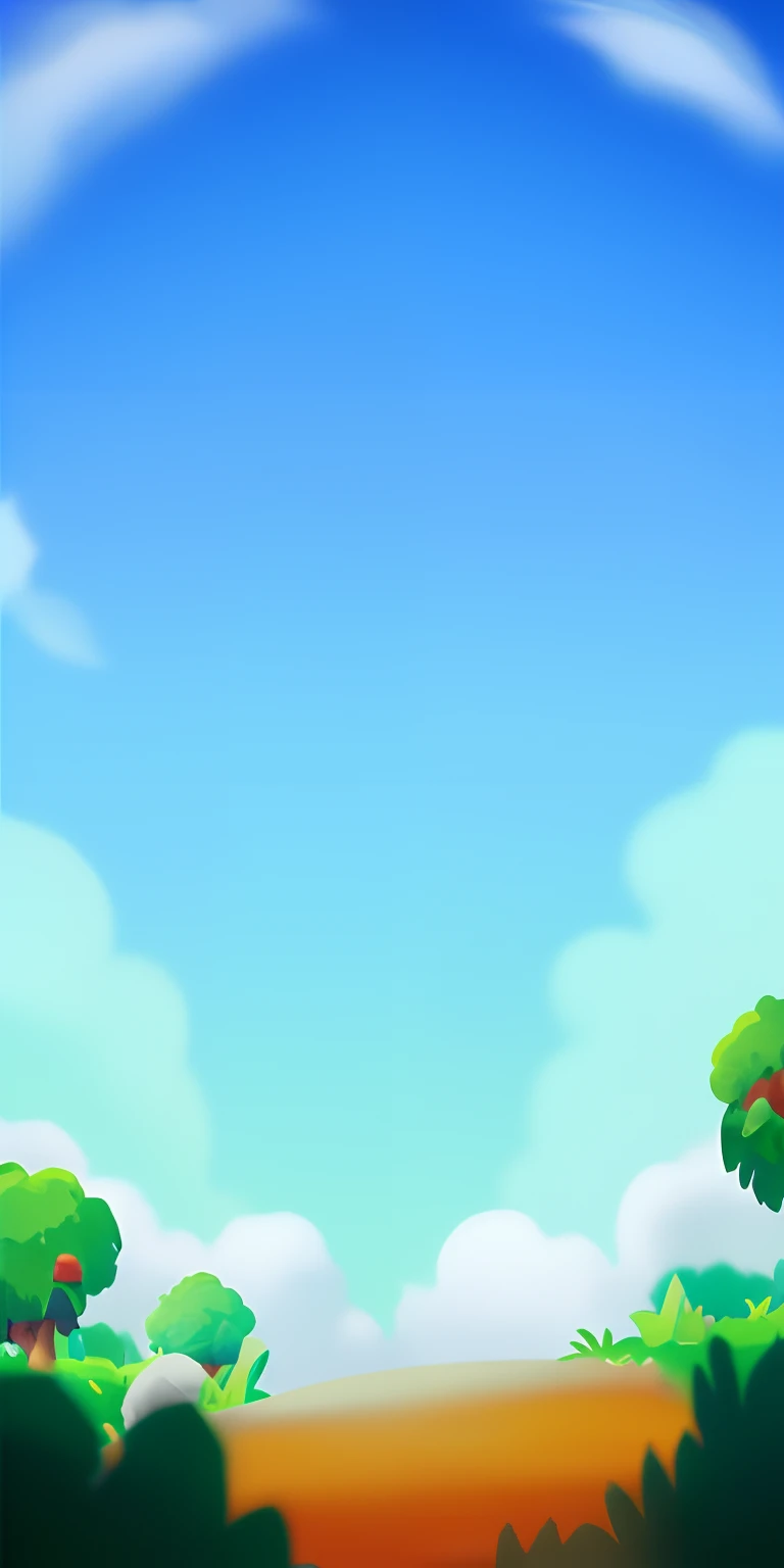 Cartoon landscape with trees and clouds in the sky, Mobile game background, clear summer sky background, breezy background, Island background, game background, Sunny day background, arte de fundo, distant village background, videogame background, background artwork, random background scene, 2d game background, sky theme in background,