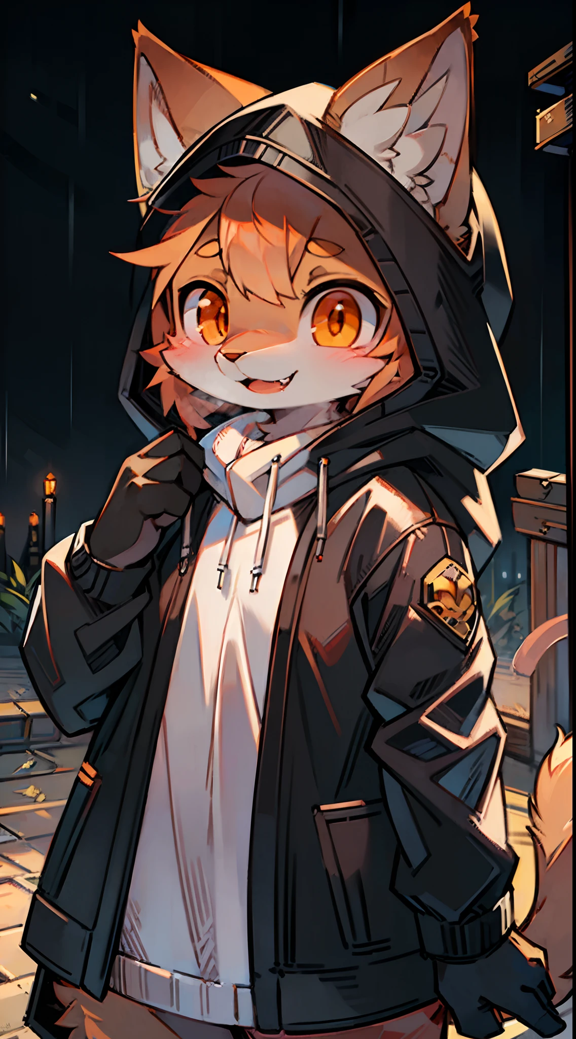 masterpiece, best quality, solo, rain, hood, animal ears, furry, hood up, 1girl, jacket, upper body, hooded jacket, closed mouth, whiskers, raincoat, cat, furry female, cat ears, orange eyes, portrait,, masterpiece, best quality,