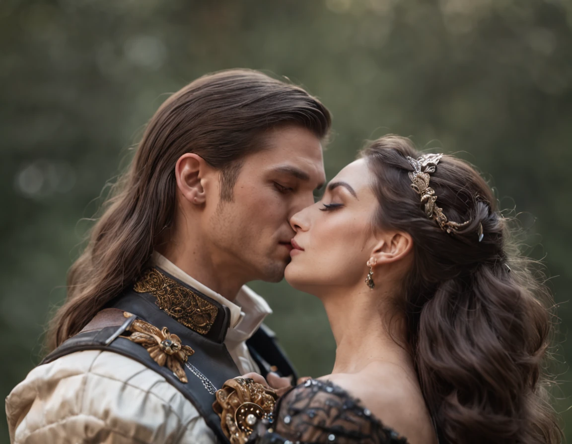 Husband and wife hugging together,kiss, Cyberpunk costumes,jewelry,Gorgeous space opera background