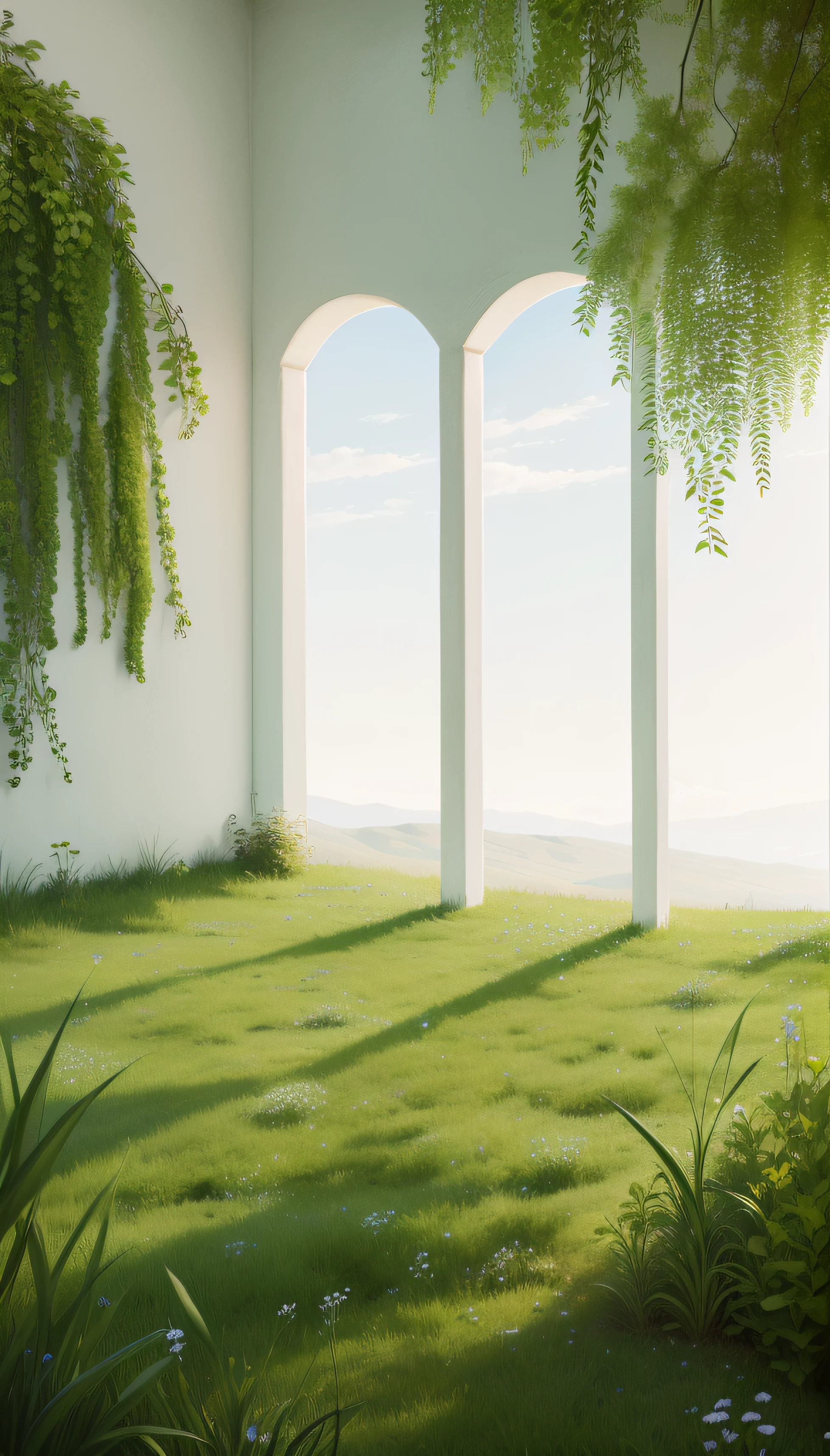 A meadow,Green,Some florets,True-colored,Intentional