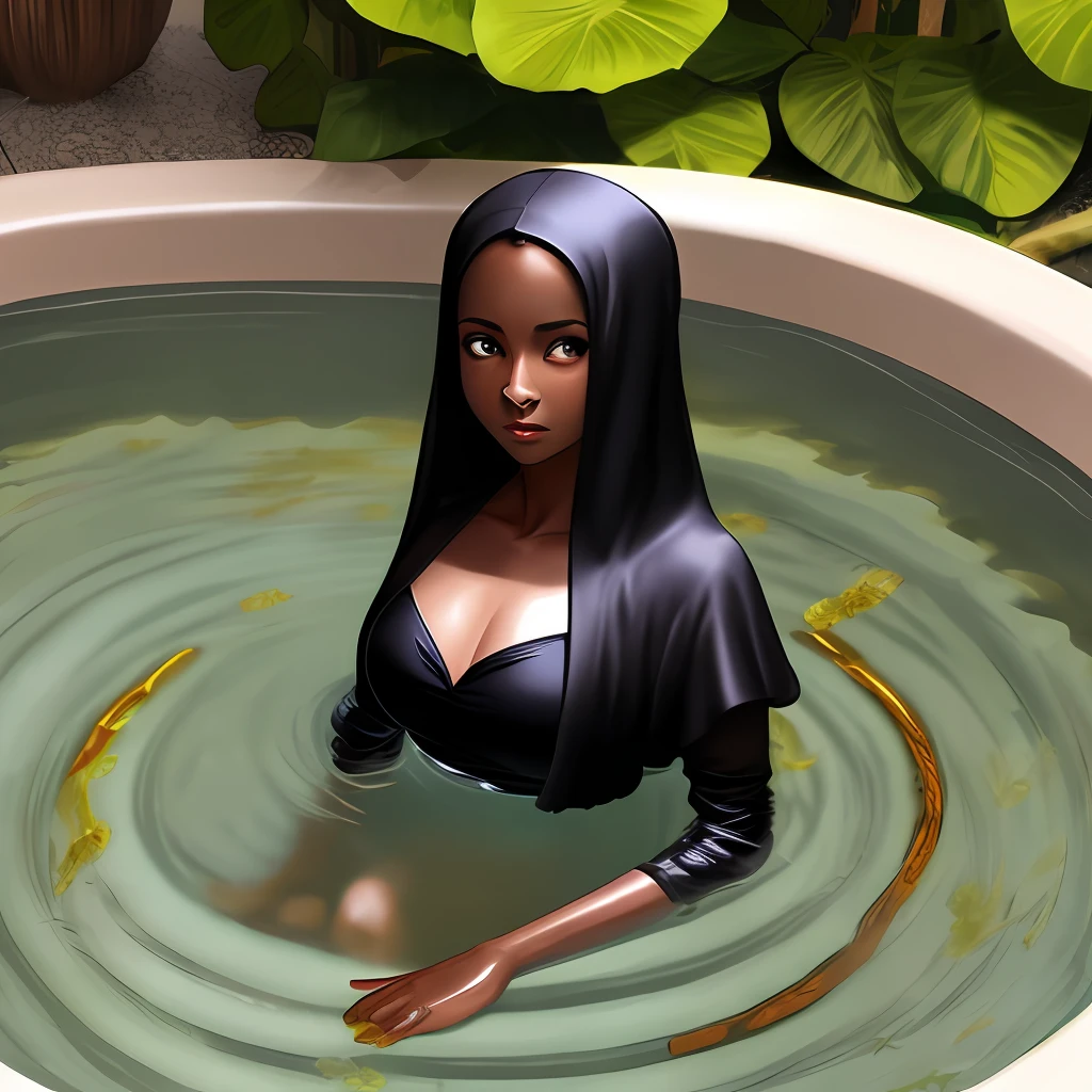 Black silk bath female