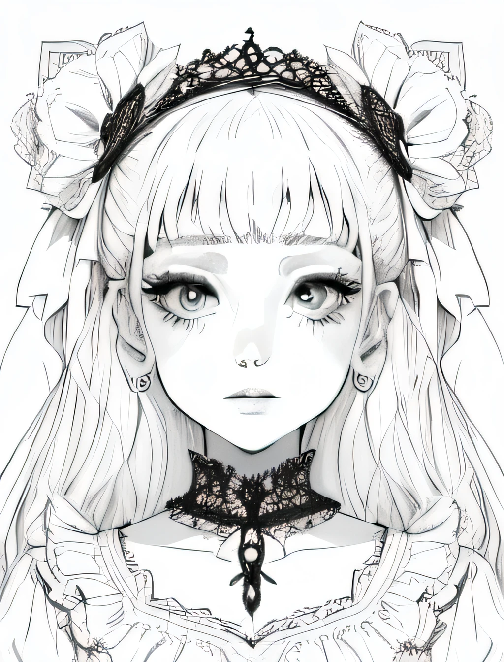 Elegant Gothic girl for coloring page --auto