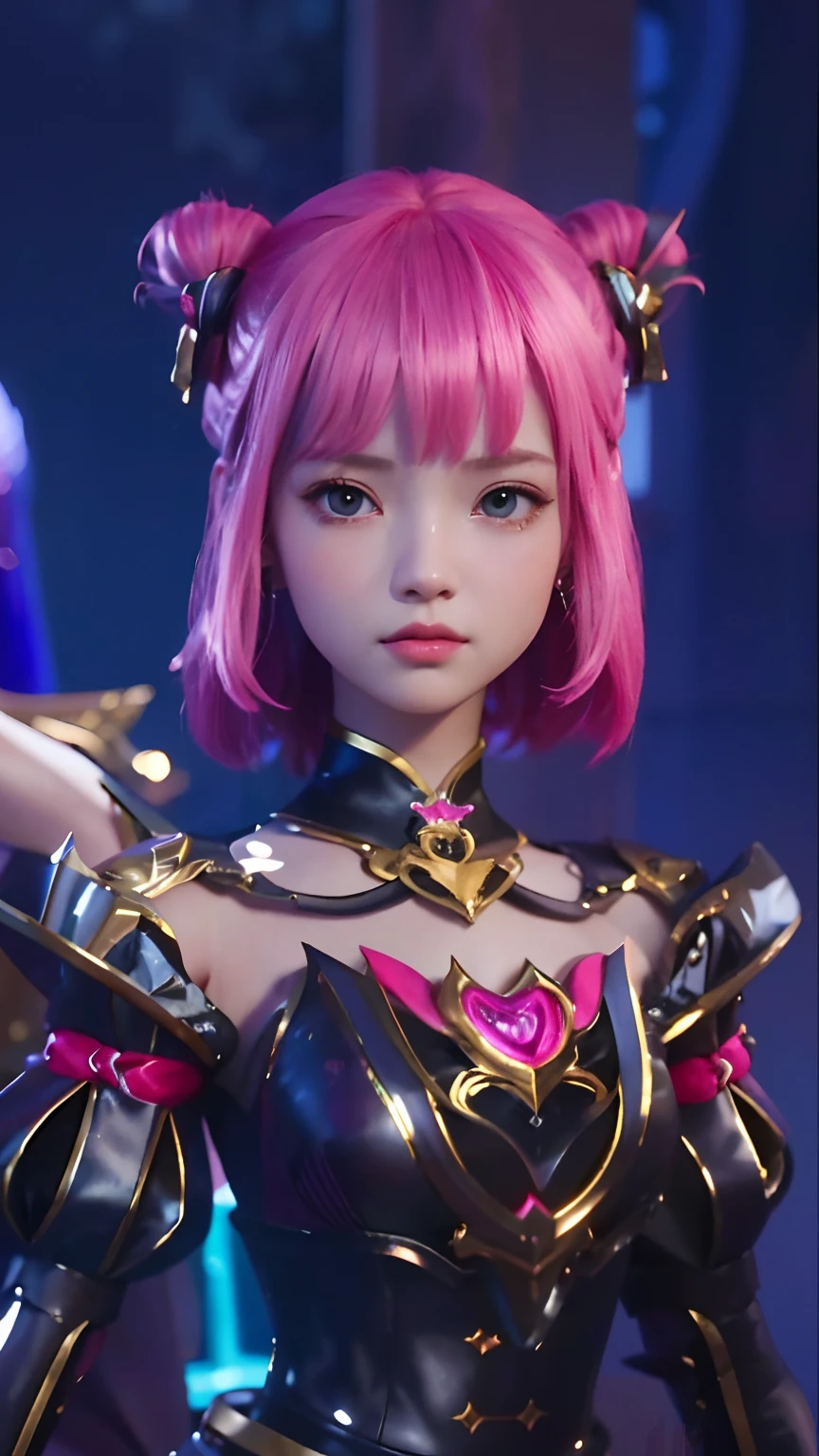 a close up of a woman with pink hair and a sword, portrait knights of zodiac girl, 8k high quality detailed art, hyperdetailed fantasy character, game cg, close up character, 8k artgerm bokeh, anime styled 3d, lux from league of legends, intricate ornate anime cgi style, 3 d render character art 8 k, stylized anime