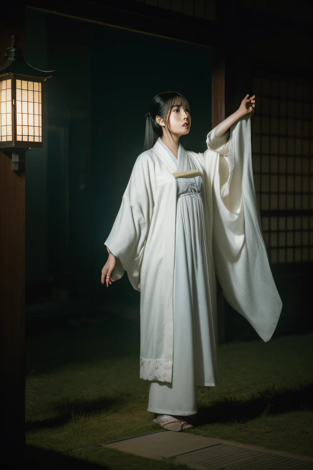 (masterpiece、high-level image quality、hightquality)、(The ghost of a young beauty)、Female Ghost Story,(Japan Ghost Story、Spirit、Psychic phenomena)、Stray Spirits、Amazing beauty、爆乳、Excellent style、Mind-boggling images、Japan Model Actress.Glossy、full body Esbian、Release cold air、Chill、 Beauty Yokai、Fanciful.lantern、canny、vhorrified、Japanese houses、Darkness of the night、((fiction、Horror Pictures、ghosts、aura、Psychic Photography))、(The spirit of resentment、The spirit of hatred、Evil Spirit、Angries Spirit),Cemetery of Japan、Japan hell、(Kindaichi Kosuke's Suspense World),(The structure of the human body is accurate、Ghosts also have legs),(Thinking about life after death、Horror fiction、A Prayer to Relieve Grudges、Ox carving、Evil Spirit Movies)、
