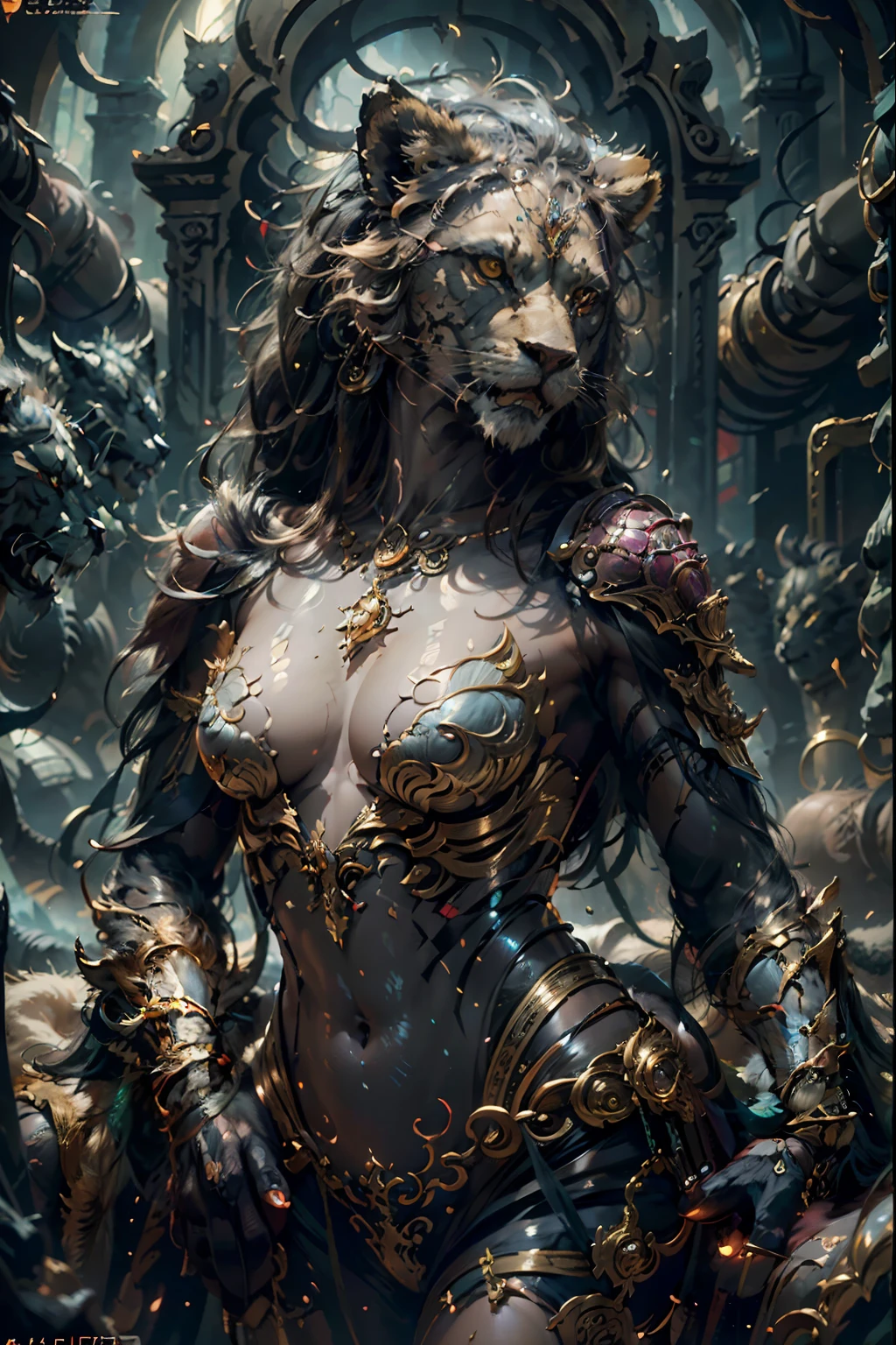 lion, full bodyesbian, illustration, Cinematic light, high resolution, Best quality, Ultra detailed, Masterpiece,