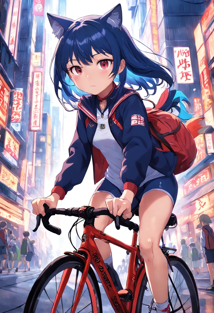 Japanese anime，Jingle cat，Cycling