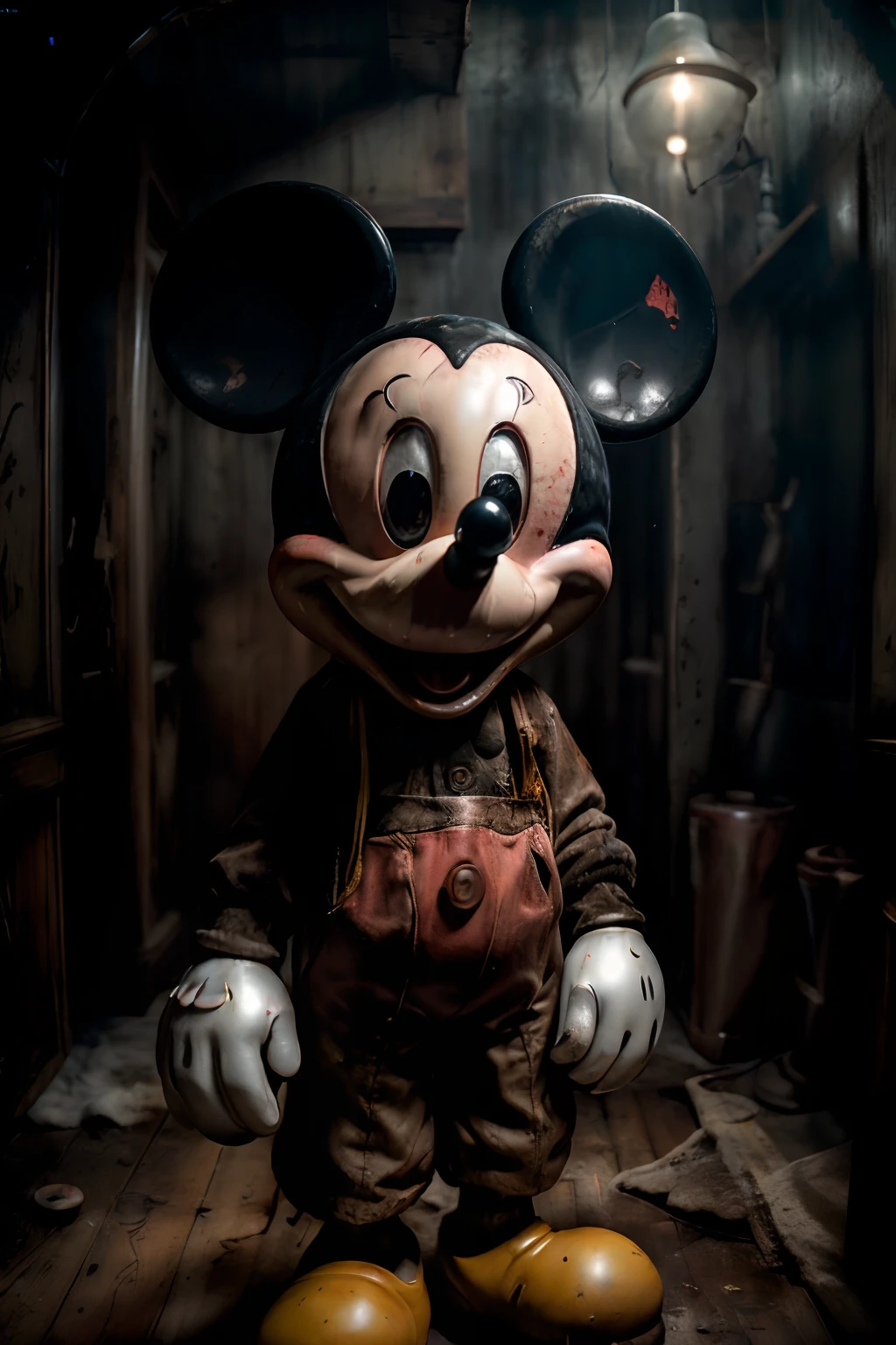 masterpiece, (photorealistic:1.4),creepy mickey mouse,  RAW photo, 8k uhd, ((film grain)) ,