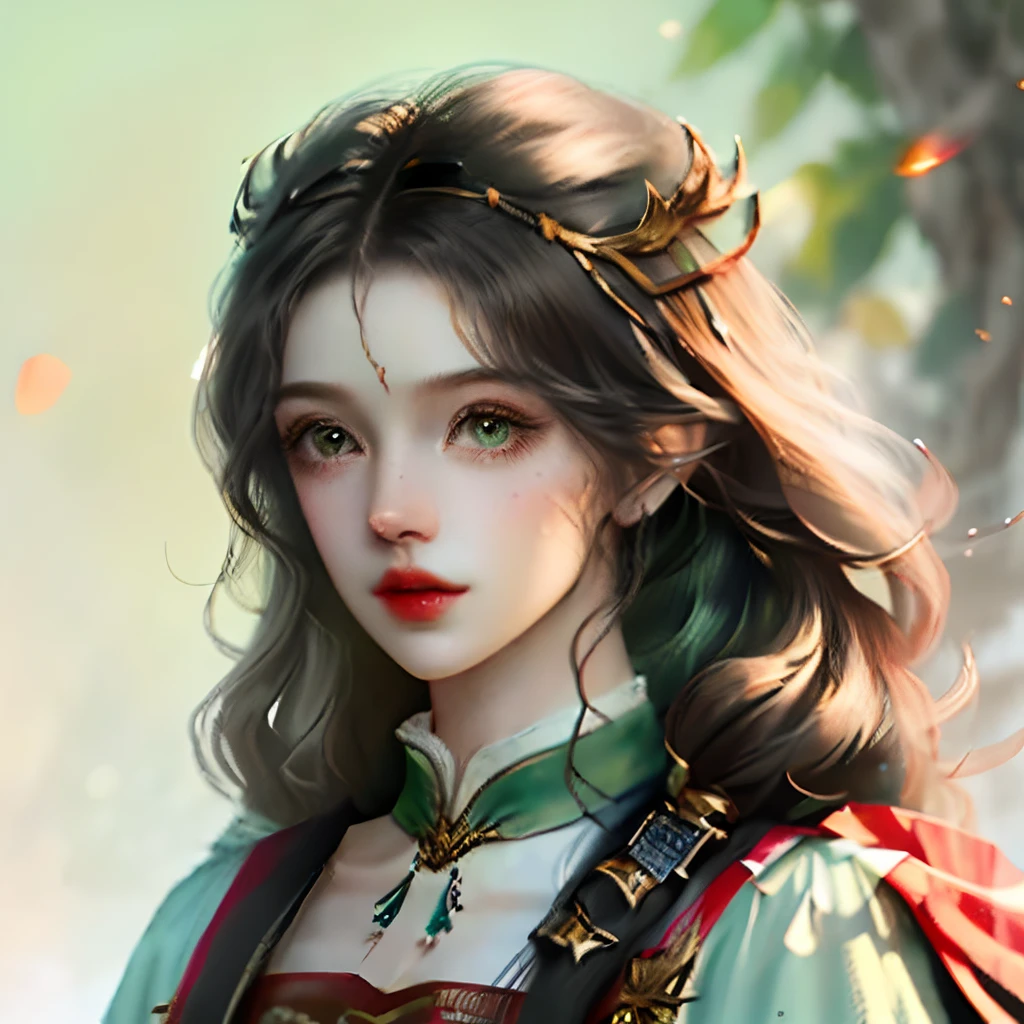 Gryffindor，Long black curly hair, green eyes, fair skin，Beautuful Women