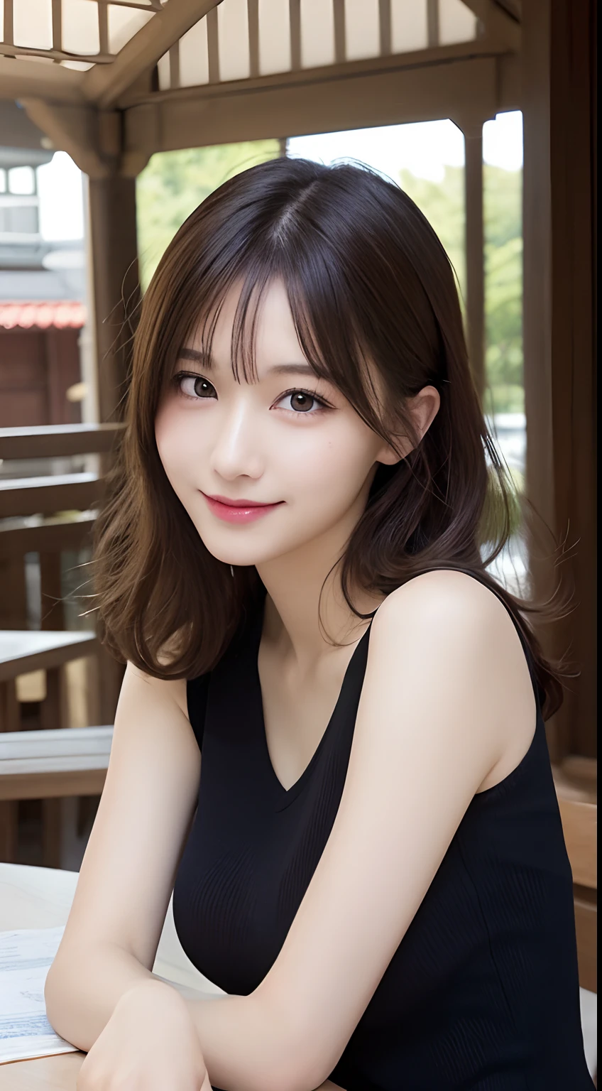 Tabletop, highest quality, figure, Very detailed, In detail, High resolution, 8k wallpaper, Perfect dynamic composition, Beautiful fine details, dress,Medium Hair, , Natural color lip, Random sexy poses,smile,Osaka,20-year-old girl,cute