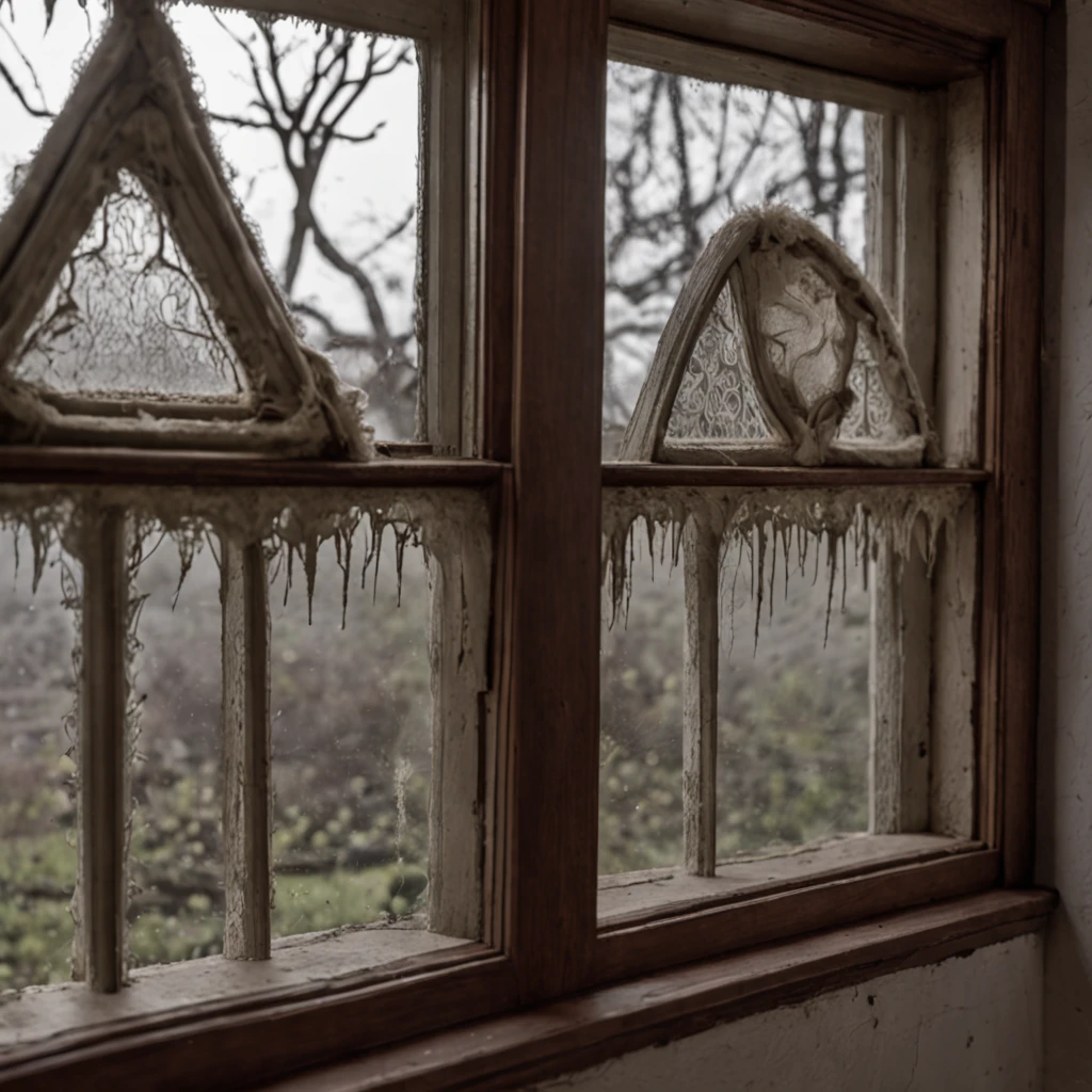 Make window illustrations of horror houses,A faint whisper in the wind. Whispering should give the impression of a disturbing and mysterious sound.