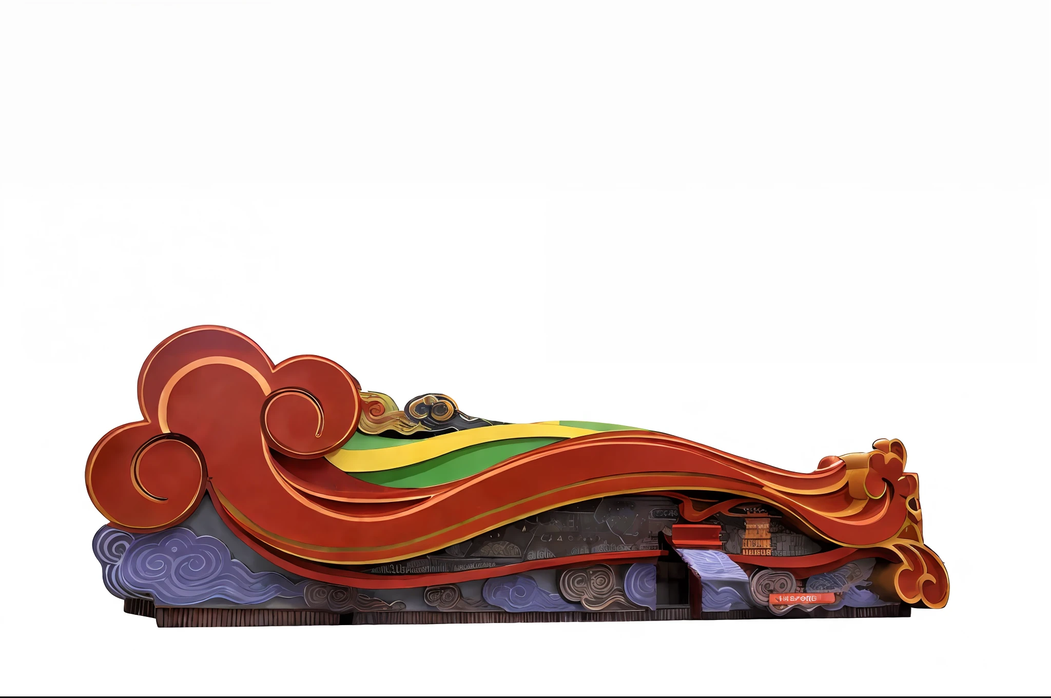 Brightly colored sculptures, colorful warcraft architecture, Side view, colorful intricate masterpiece, side view intricate details, side profile artwork, Chinese architecture, ancient chinese ornate, Intricate and colorful masterpieces, Ancient Chinese architecture, Beautiful rendering of the Tang Dynasty, side - view, the sideview, guangjian, Lu Ji