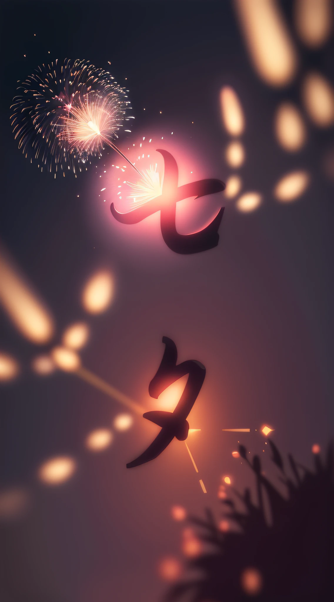 the night，In pink，Fireworks all over the sky，Heart-shaped bubbles，Cartoony，Glowing fireflies around，Cute and cute，Glow effects，Dingdall effect，depth of fields，high light，Real light，Ray traching，oc rendered，Hyper-realistic，best qualtiy，8K，Works of masters，super-fine，Detailed pubic hair，Bokeh，Light and shadow art