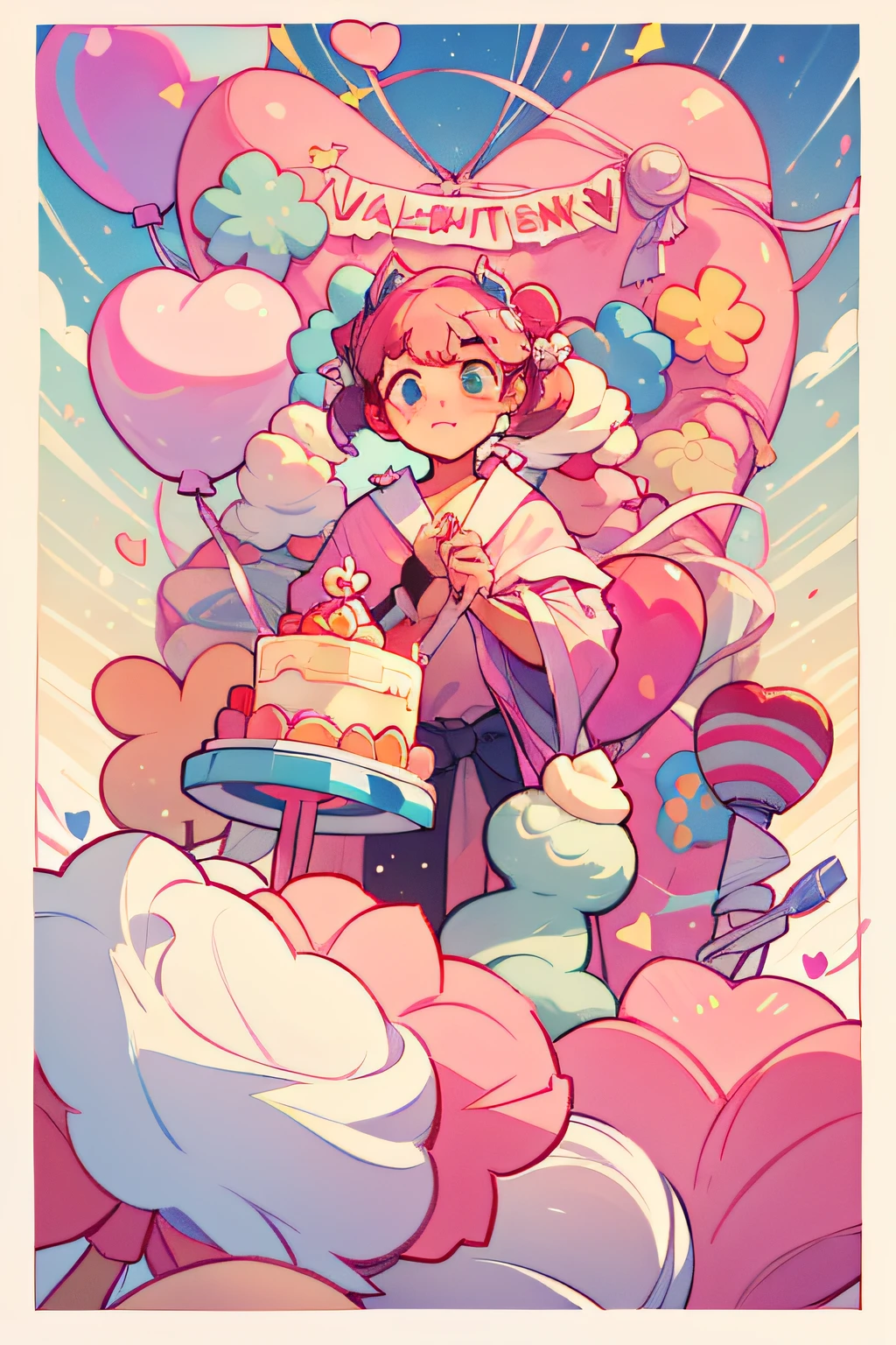 Tanabata,cake shop,Activities,poster for,love heart,Dessert,Being in love,Valentine's Day,fresh flowers,balloons,rosette