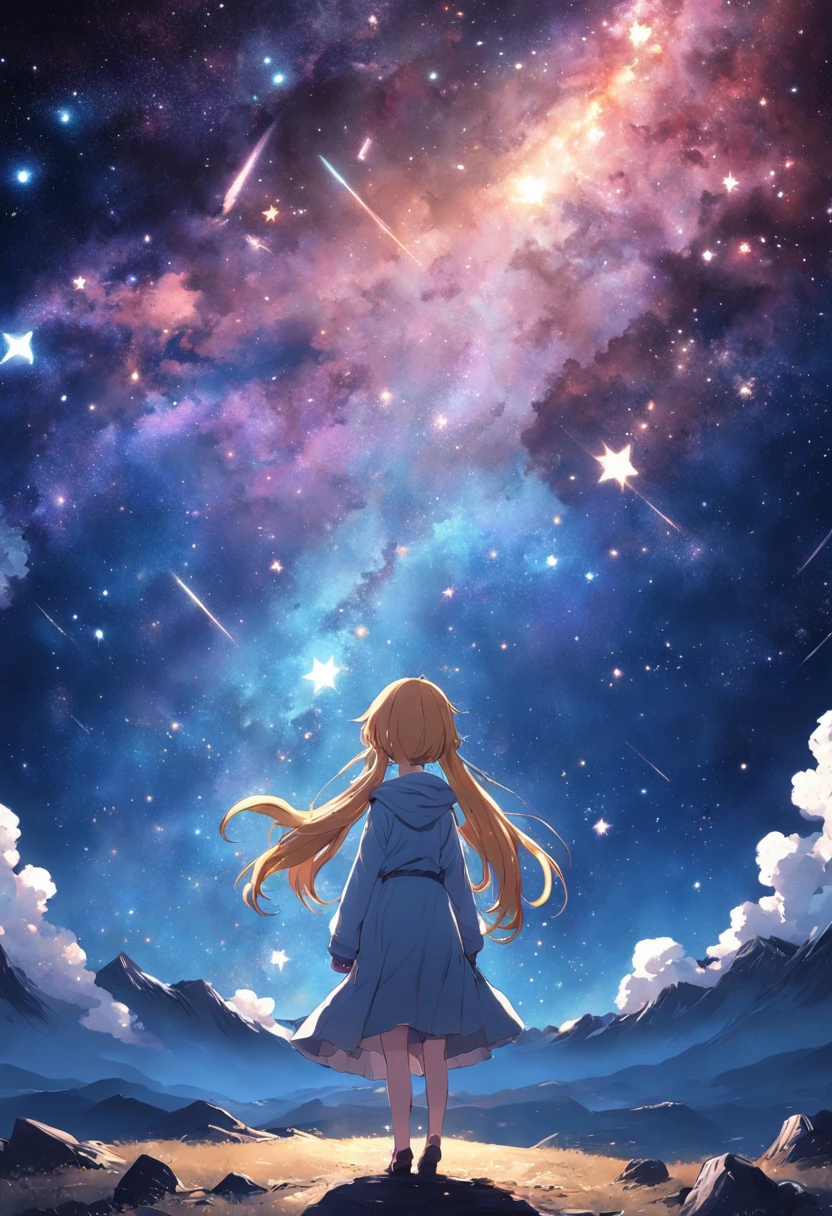 The entire galactic starry sky，Magnificent,Twinkling starlight，boundless，Fantastic sights。