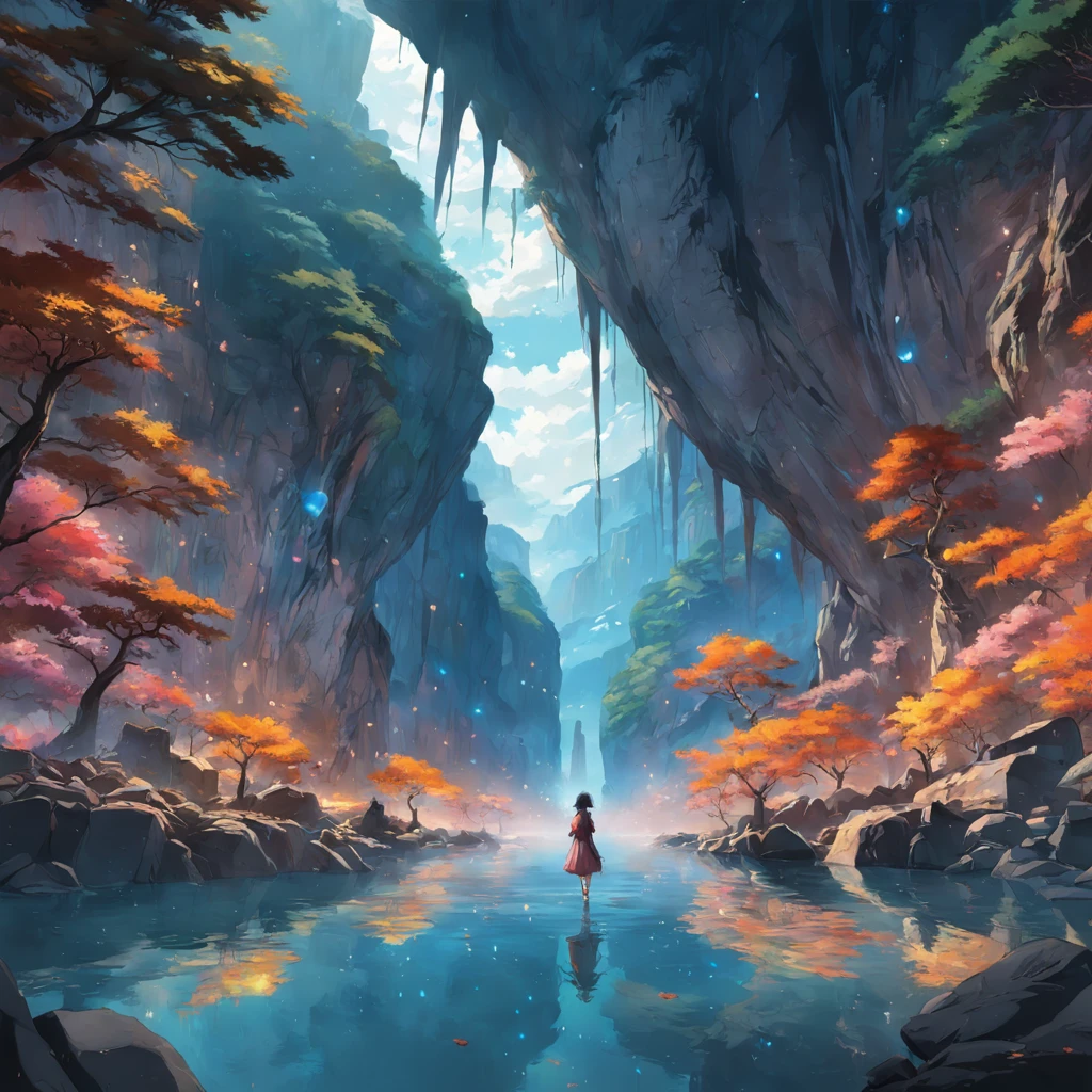 Best quality, Masterpiece, 超高分辨率, (photograph realistic:1.4), surrealism, Dream-like,A long river of life formed by spar