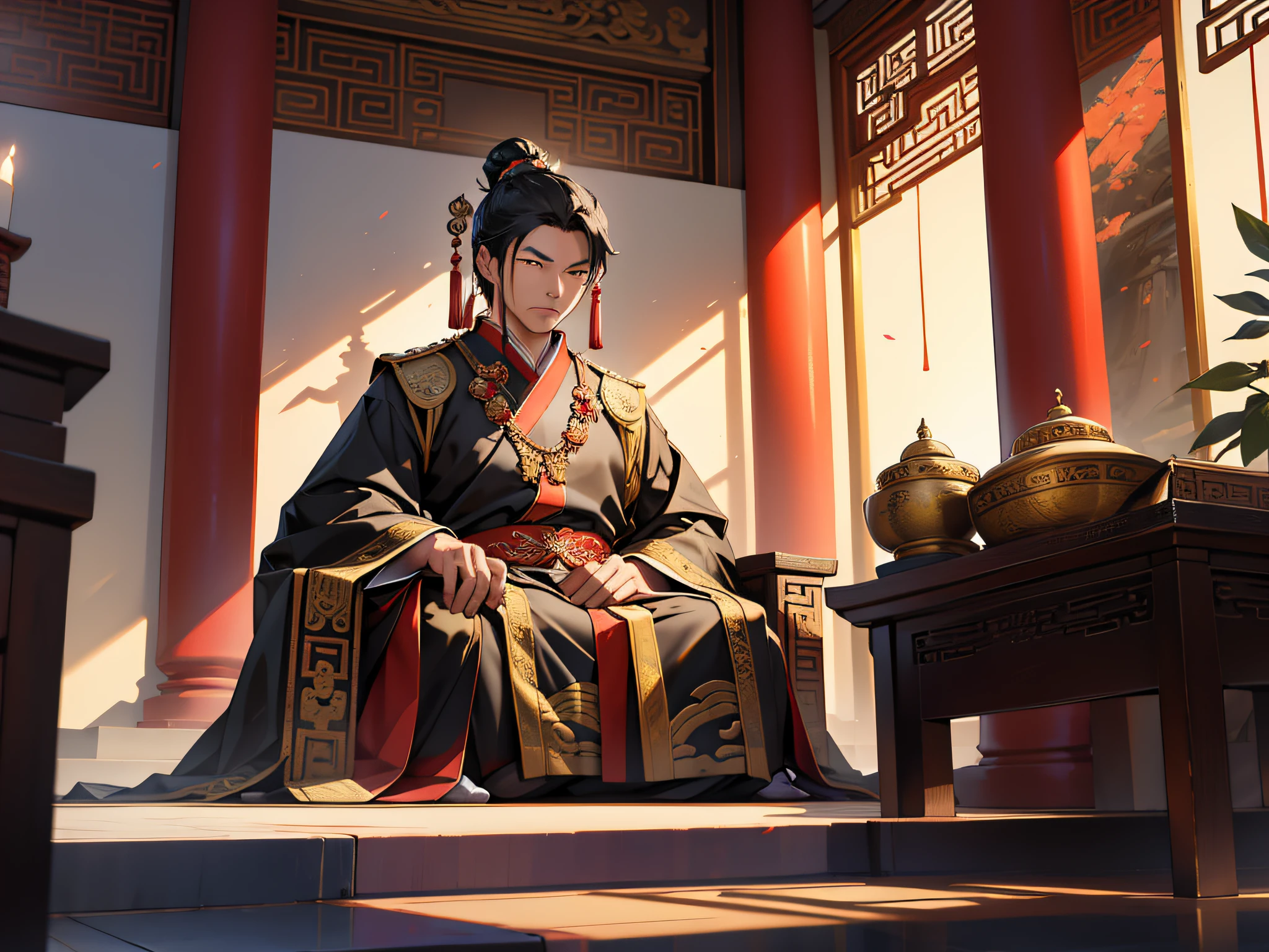 9, (many people) (the hall is filled with corpses, bloodstains, fresh blood, many people lying on the ground) (Background: inside the sacred and magnificent ancient Chinese imperial palace hall)