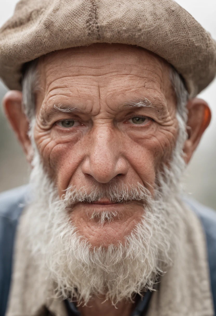 Old fisherman, Professional color grading, Soft shadows, no contrast, clean sharp focus, Film photography