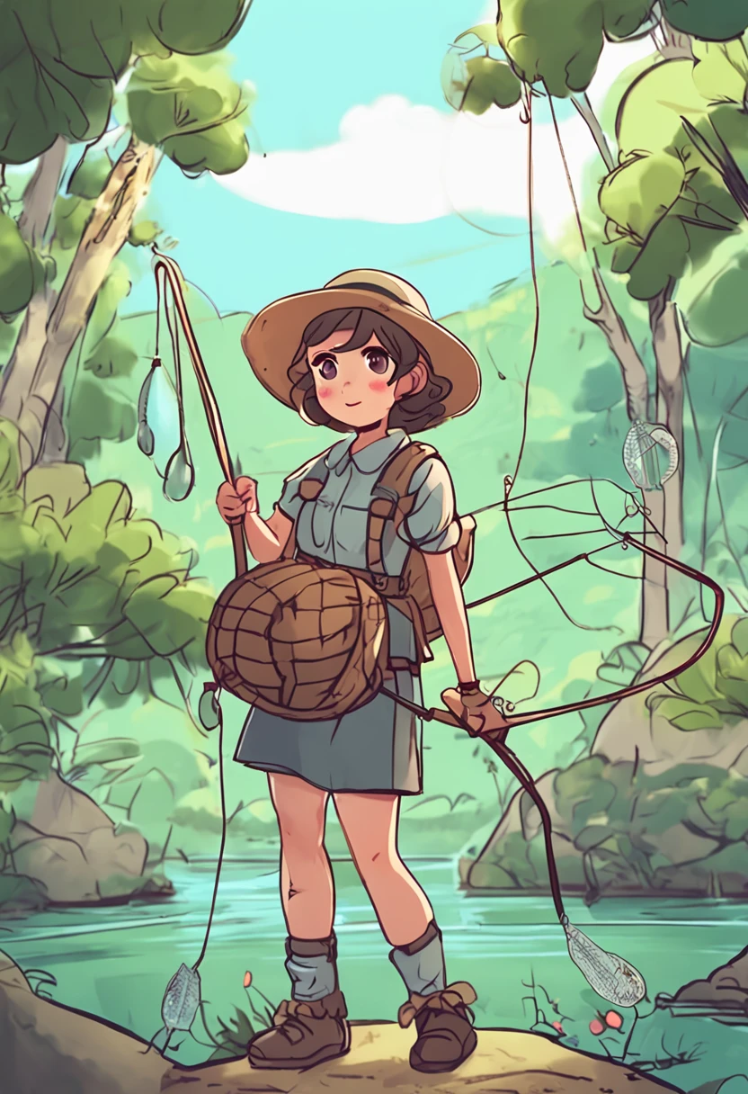 Chiquita、Wet tank top、flat breast、Sheer nipples、Sheer lace panties、fishing rod、taut fishing line、I blush when I see a turtle