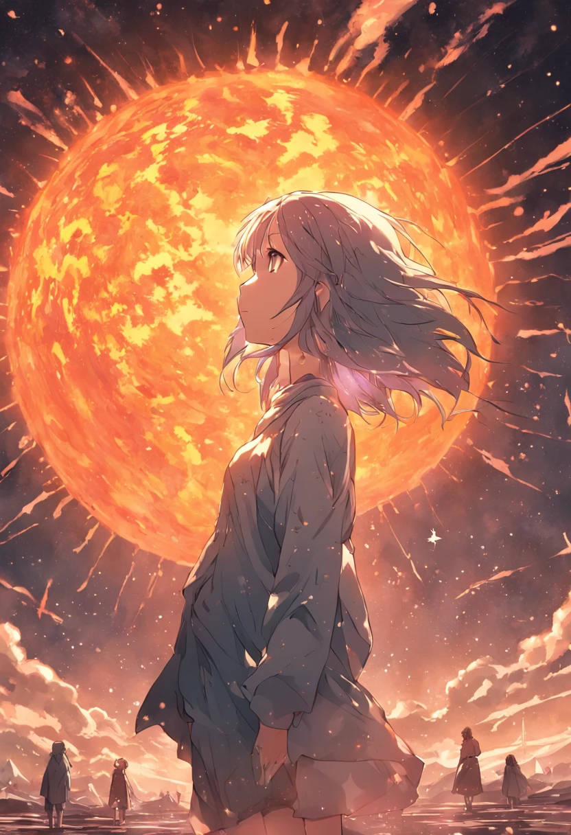 Big sun,A small earth,The vast universe