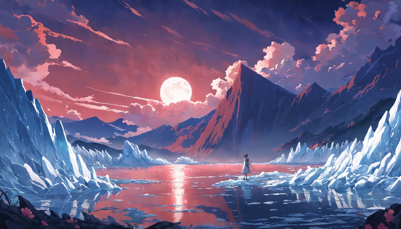 ice flower,Red ridge,Bright moon on the sea,