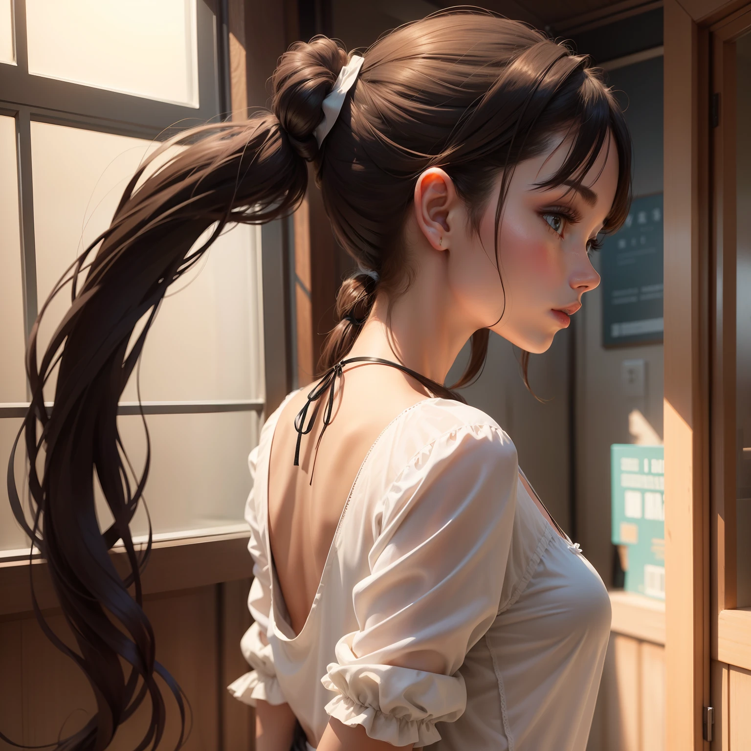 Straight features in a ponytail shirt --auto