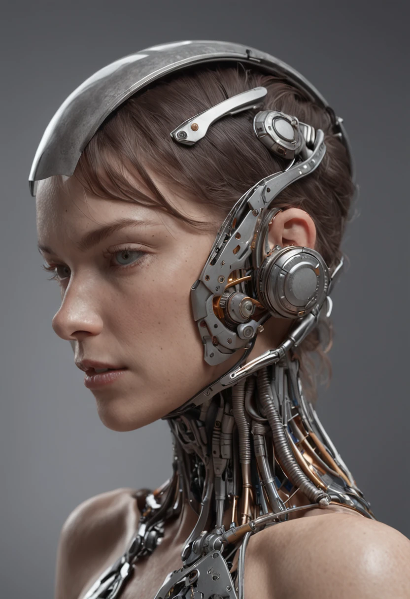 Ultra-realistic ITA1, Perfect face proportions, Cyborg Milla Jovovich, mech body, cyborg body, Cyberpunk, Mecha body, Cyber mech fuselage, Muscular body design, insanely beautiful, beautiful detailed intricate insanely detailed octane render trending on artstation, 8 k artistic photography, Arte conceptual fotorrealista, soft natural volumetric cinematic perfect light, Chiaroscuro, an award winning photograph, Masterpiece, oil on the canvas, raffael, Caravaggio, greg rutkovsky, beeple, beksinski, Giger's photos are realistic, high detal, 8K, upscaled, unreal engine 5 render, High-quality coloring, High quality, Extreme detail, 4K, Ultra HD