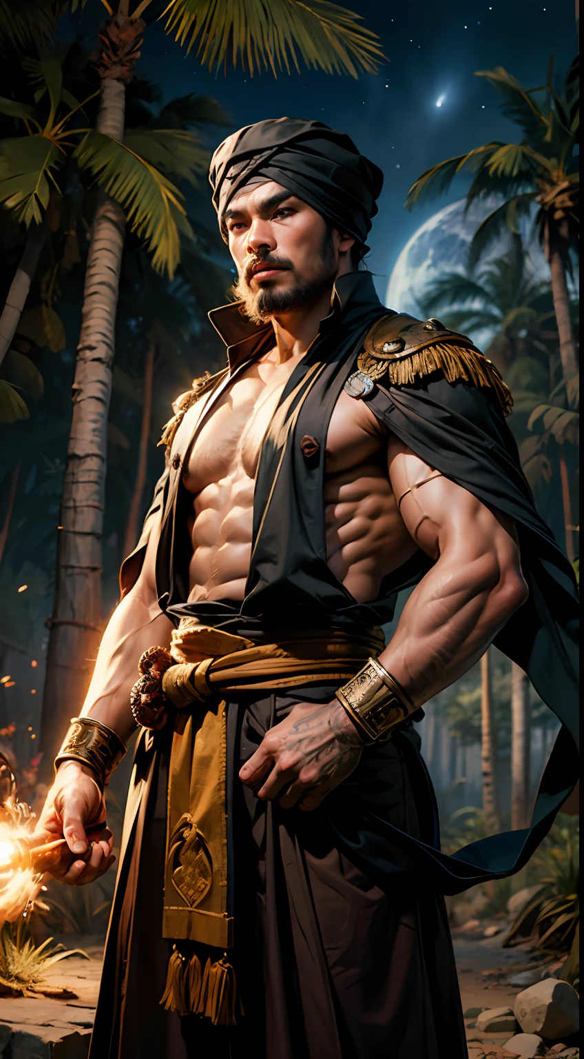 （best qulity，The Masterpiece），（Ultra-detailed colors），A handsome 35-year-old Chinese astrologer meditates around the totem of the second house of the ecliptic，Constellation Temple，ultra realist，observatory，futuristic asian starwars city background，Men's bright gold Translucent G-thongs，big bulge，Stubble，Hairy Thighs，Very attractive，HDR，Dramatic lighting，Art Station Trend，CGSociety trends，Professional photography