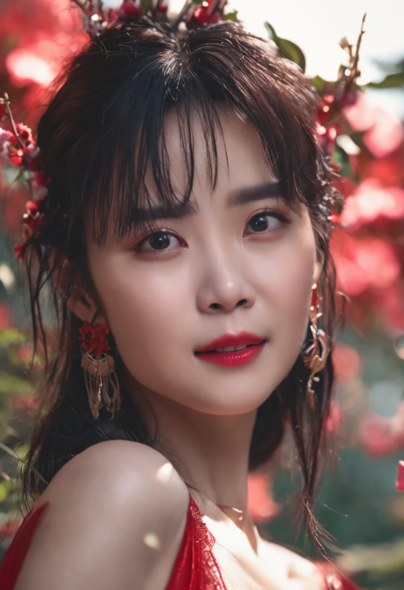 Chinese female star, temperament, beautiful, gorgeous and sexy,Chest written"hello world"