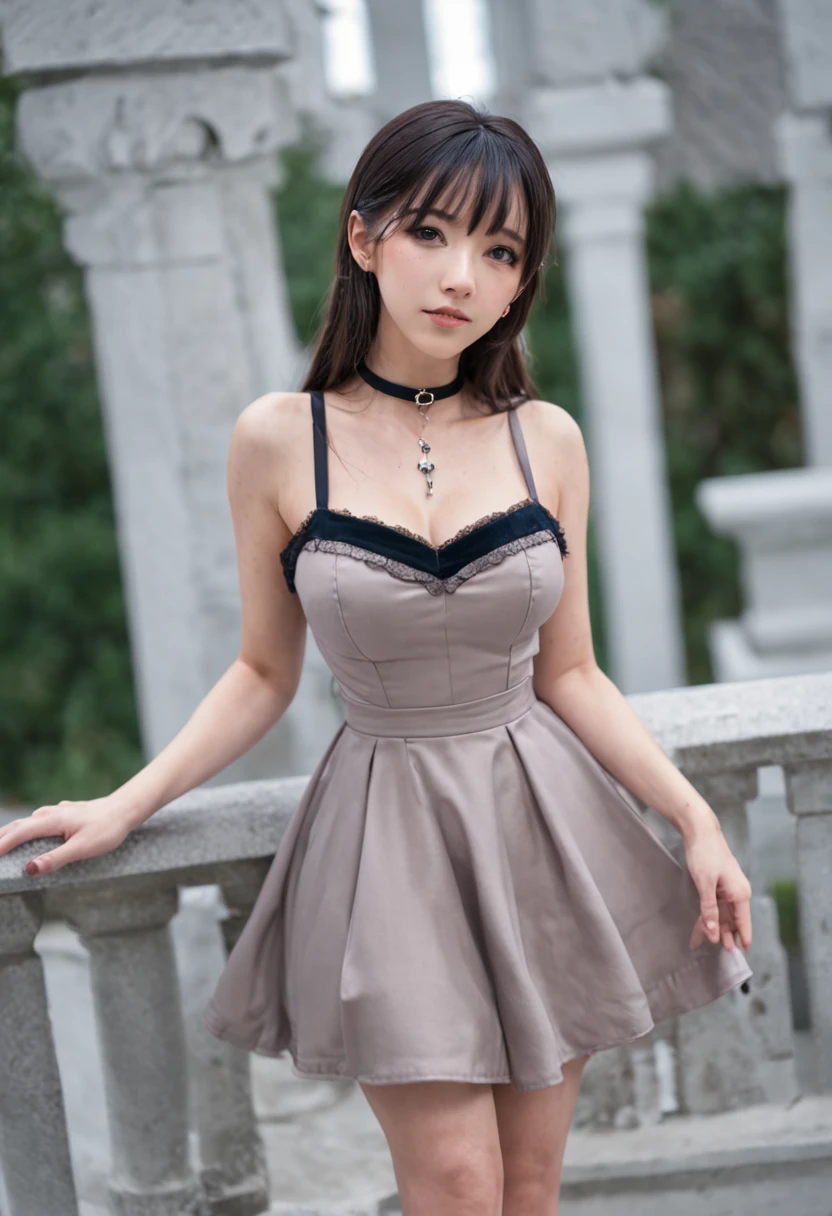 Masterpiece, Superb Piece, Full Body, 1Girl, Bangs, Black Choker, Black Tie, Black Hair, Blue Dress, Blush, Bracelet, Beautiful Breasts, Choker, Corsets, Collarbones, Collared Shirts, Denim Photos, Dress Shirts, Pierced Ears, Eyebrows Visible Through Hair, Gradient Hair, Grin, Gyaru, Jewelry, Kogal, Long Hair, Look at the Audience, Loose Tie, Tie, Piercing, Plaid Skirt, Plaid Skirt, Pleated Skirt, Red Eyes, Ring, School Uniform, Shirt, Skirt, Smile, Solo , white shirt, street, sky, cherry blossoms, petals, illustration, (magazine: 1.3), (cover style: 1.3), fashion, woman, vitality, dressing, posing, front, colorful, dynamic, background, element, confident, expressive, holding, statement, attachment, majestic, coiled, around, touch, scene, text, cover, bold, eye-catching, title, fashion, font, catchy, title, bigger, eye-catching, modern, stylish, focused, stylish