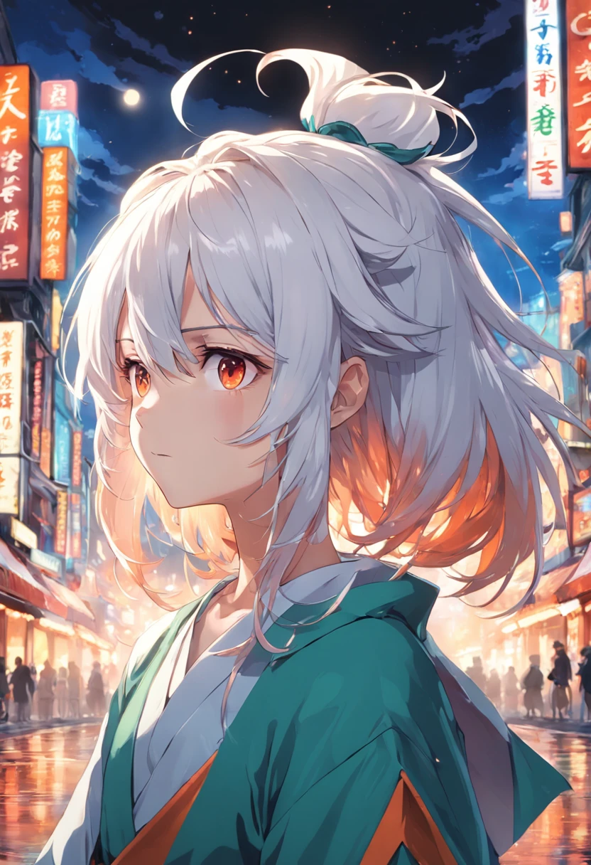 [(White background:1.4)::5],Original,(illustration:1.1),(Best quality),(巨作:1.1),(Extremely detailed Cg Unity 8K wallpaper:1.1), (Colorful:0.9),(imid shot:0.95),(full bodyesbian:1.25),Dynamic Angle,(Solo:1.2),[Bottle bottom],（（（1 boy 3.5）））），1boy（Weight 1.6），Orange-pink hair，（Green Eyes 1.5），Popular in pixiv，Anime characters，as an anime character，Male characters，Long ponytail hair，Fantasy magic，Mage robes，Fantastical，Exquisite medieval streets，（Nice face），Beautiful detailed face，Extremely delicate and beautiful boy，sunny clear sky，ventania，beautiful sky，cumulus cloud
