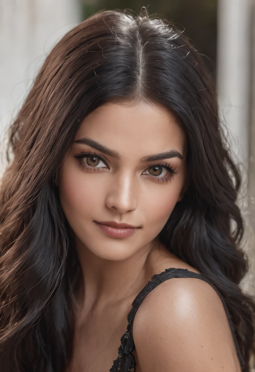 beautiful Indian women , long black hair, black eyes, happy face