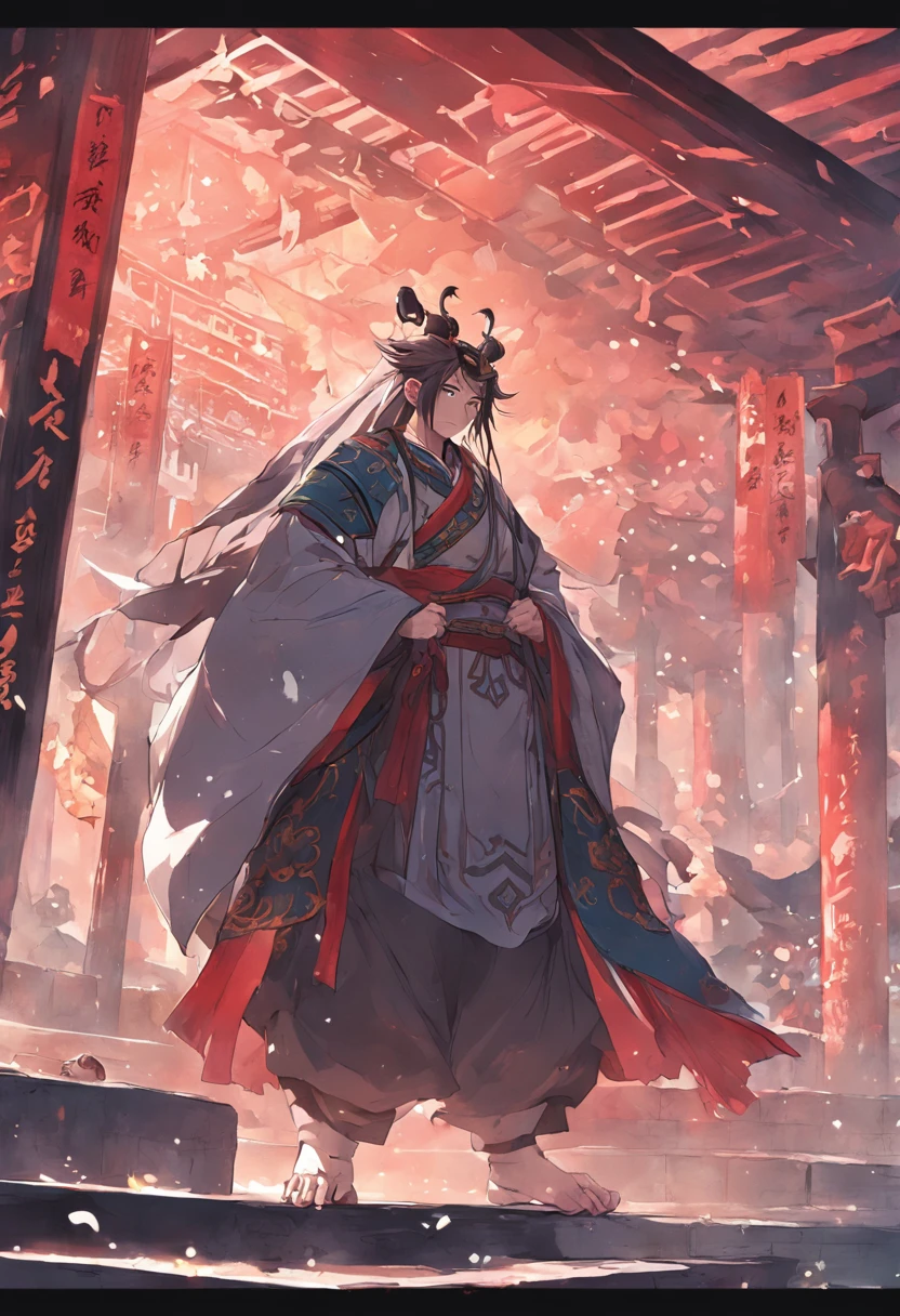 three kingdom,Liu Bei,Age 50 years,full bodyesbian,standing on your feet,Leaning back,Standing in the county,Ten temples of Yanra