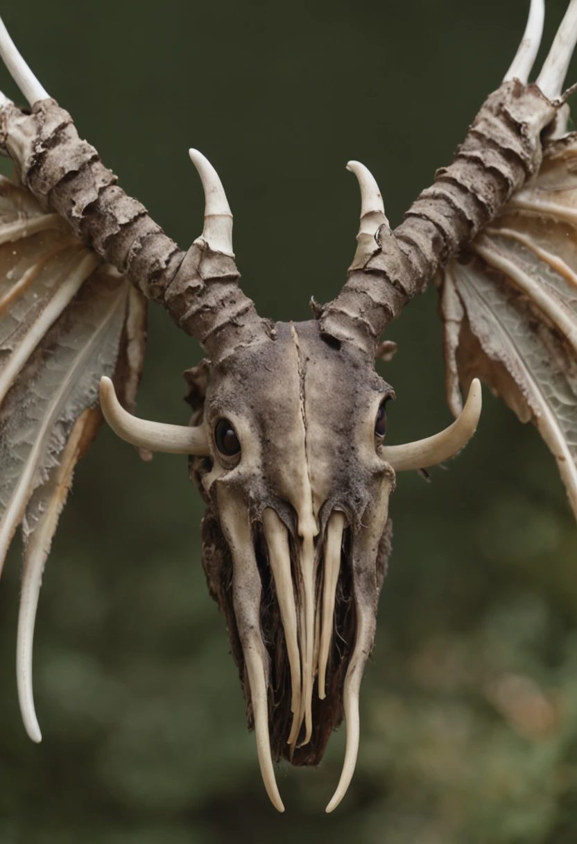 Horizontal antlers，The shattered aura glows warmly and brightly between the antlers
A pair of wings in the back，Layers of broken feathers，There are wings underneath，It is a tentacle covered with white scales，A grotesque but beautiful monster
