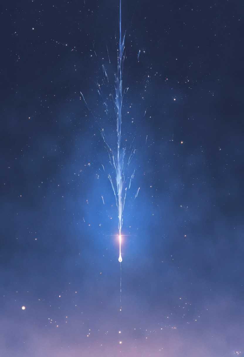 air vehicle,It is 3.5 meters long,Like a drop of mercury。The aircraft is in the shape of a perfect drop of water,The head is rounded,The tail is pointed,The surface is an extremely smooth fully reflective mirror,The Milky Way reflects a smooth streak of light on its surface,This makes this drop of mercury look pure and beautiful。 Its droplet shape is so lifelike,So much so that observers sometimes really think it's liquid, At the tip of the tail of the droplet,A blue halo appeared,That aura starts small,But very bright,Shroud everything around you in blue light,Starry sky,sci-fy