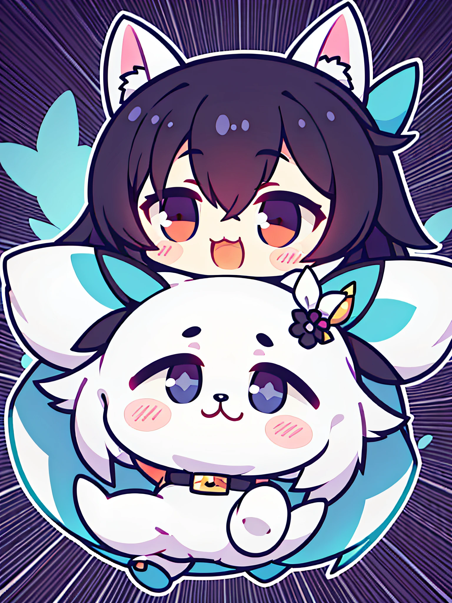 Cute little corgi，A healing smile，Shui Ling's big black eyes，The hair is pink-white，Minimalist, flat, Hand-drawn，It wears a small black collar around its neck，Vector graphics，white backgrounid，best qualityer， 16K HD（No extra feet，No extra legs，No extra eyebrows，No extra mouths，No extra nose）