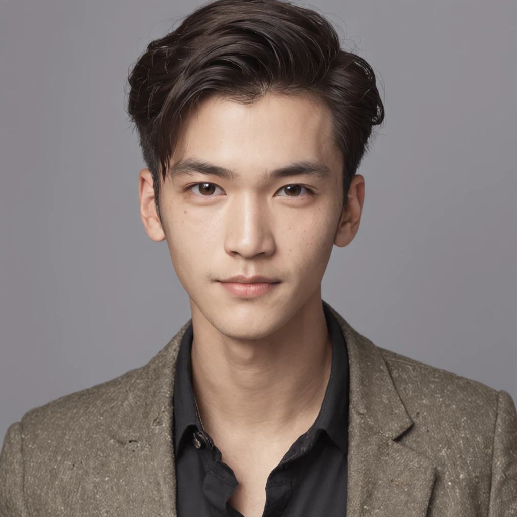 (8K, RAW photo, Best quality: 1.4), (1boys), Beautiful face, (Realistic face), (Black hair, Short hair:1.3), Nice hairstyle, photorealistic eye, Nice detail eyes, (Realistic skin), Beautiful skins, (Red sweater), absurd res, enticing, 超高分辨率, Ultra photo realsisim, The is very detailed, the golden ratio, Photorealistic, (Masterpiece:1.3)
