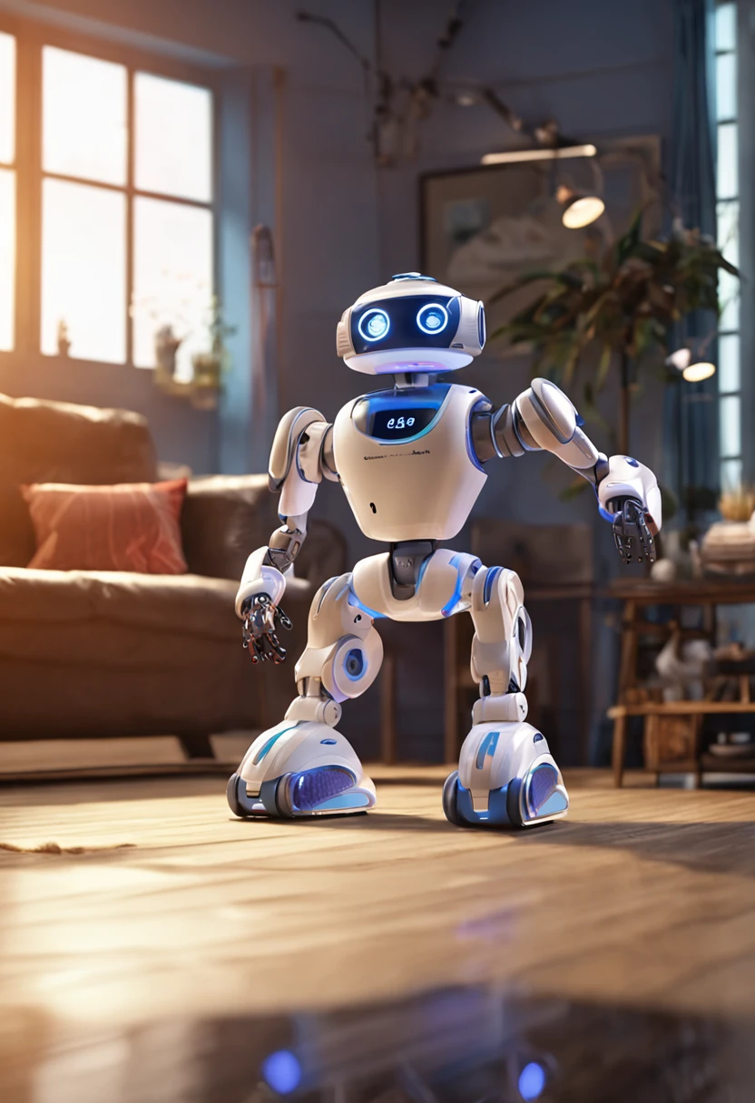 Multifunctional home robot,short stature,delicated,Realistic style robot cleaning the house