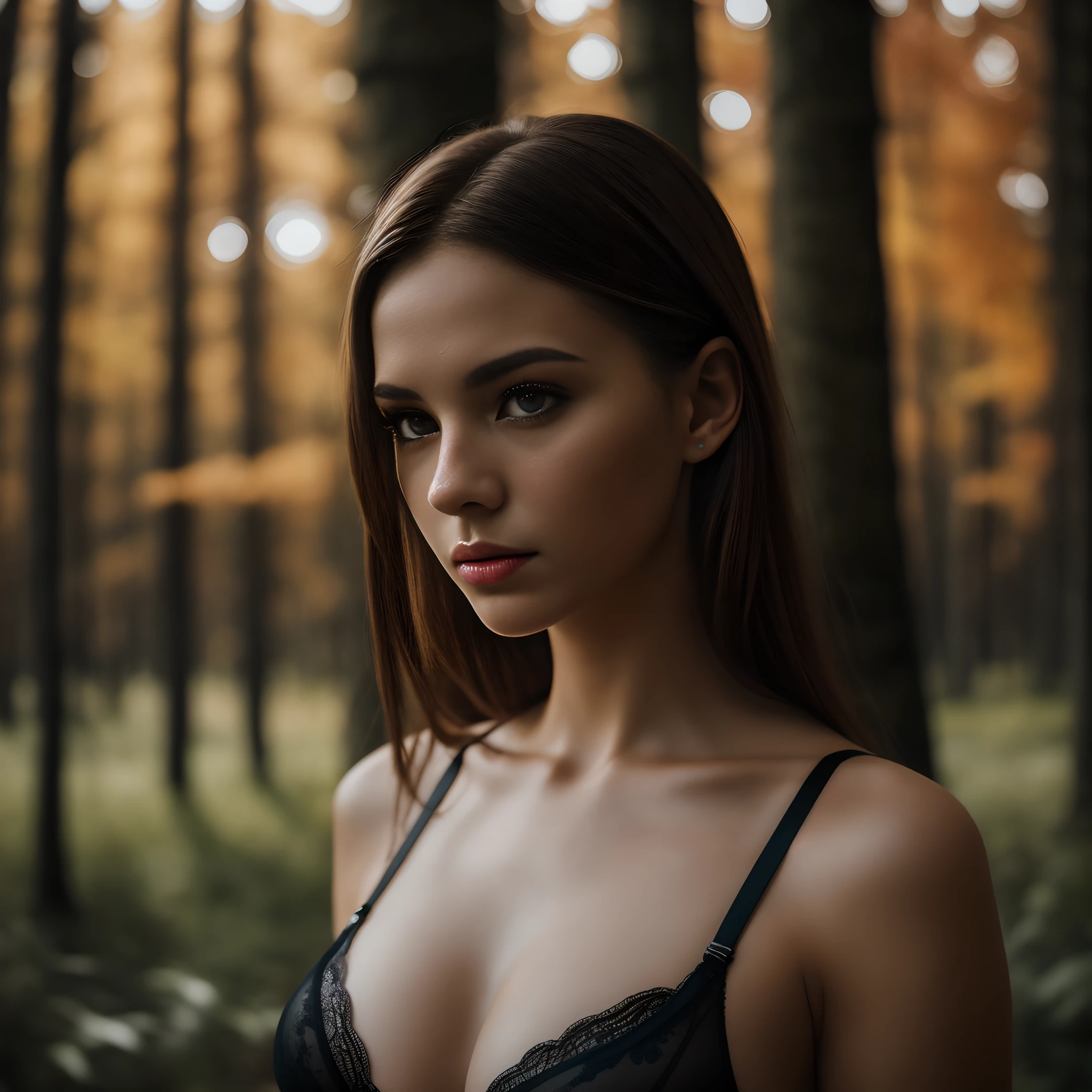 arafed woman in a black bra top in a forest, soft portrait shot 8 k, portrait of a beautiful model, beautiful female model, photo of a beautiful woman, in front of a forest background, looking majestic in forest, beautiful model girl, 5 0 0 px models, portrait sophie mudd, beautiful girl model, portrait shot 8 k