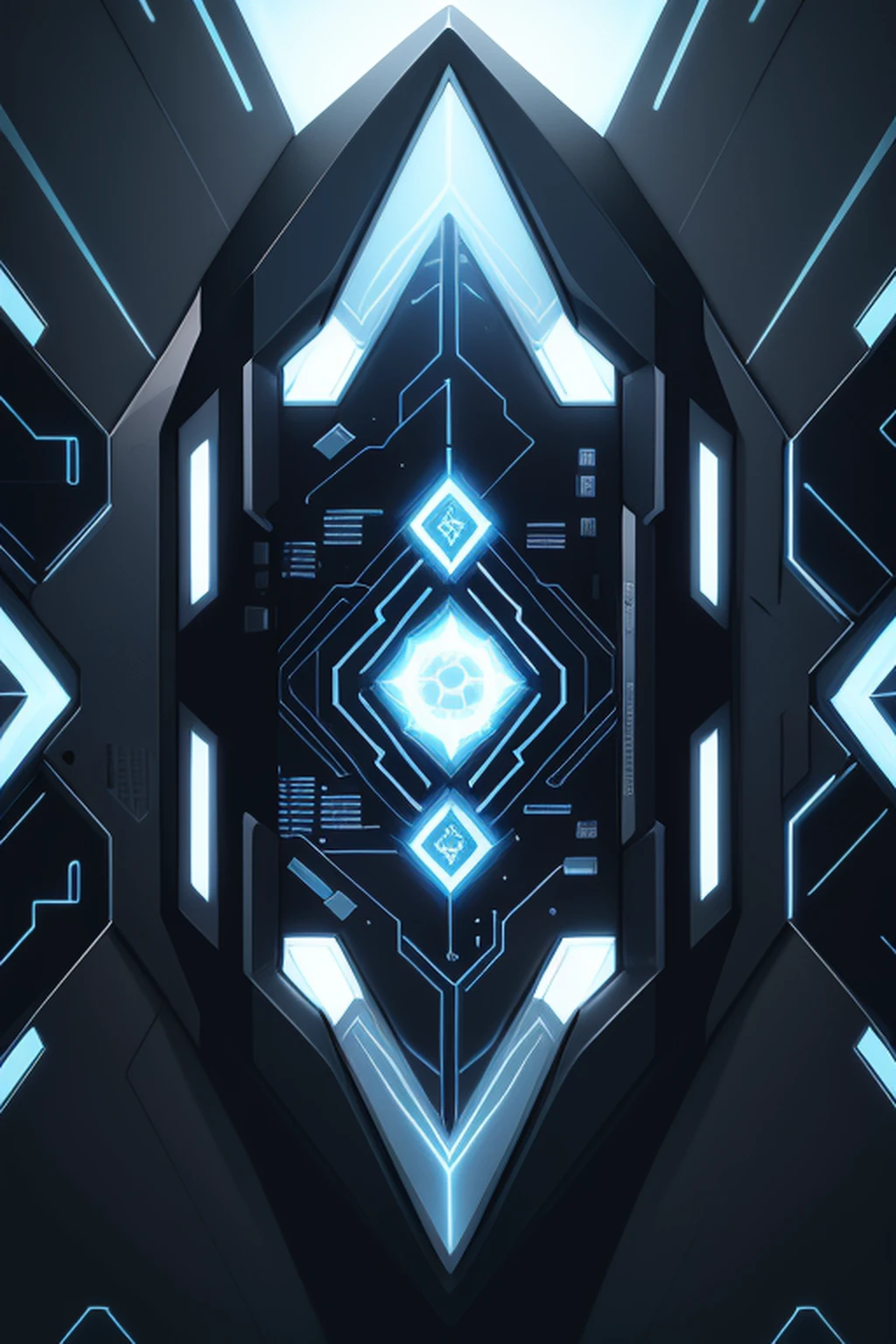 blue backdrop,Close-up of white geometric design, Symmetrical picture,Technology mode, abstract tech, Complex circuit patterns, Symmetrical digital illustration, symetry! in mecha style, Network mode, circuit, Cyberwind, solid color backdrop, abstract design. parallax. Blue, texture electronic circuit, Symmetrical 4K, circuit boards, Technological,Width 512,High 768,Don't want lighting effects,solidcolor