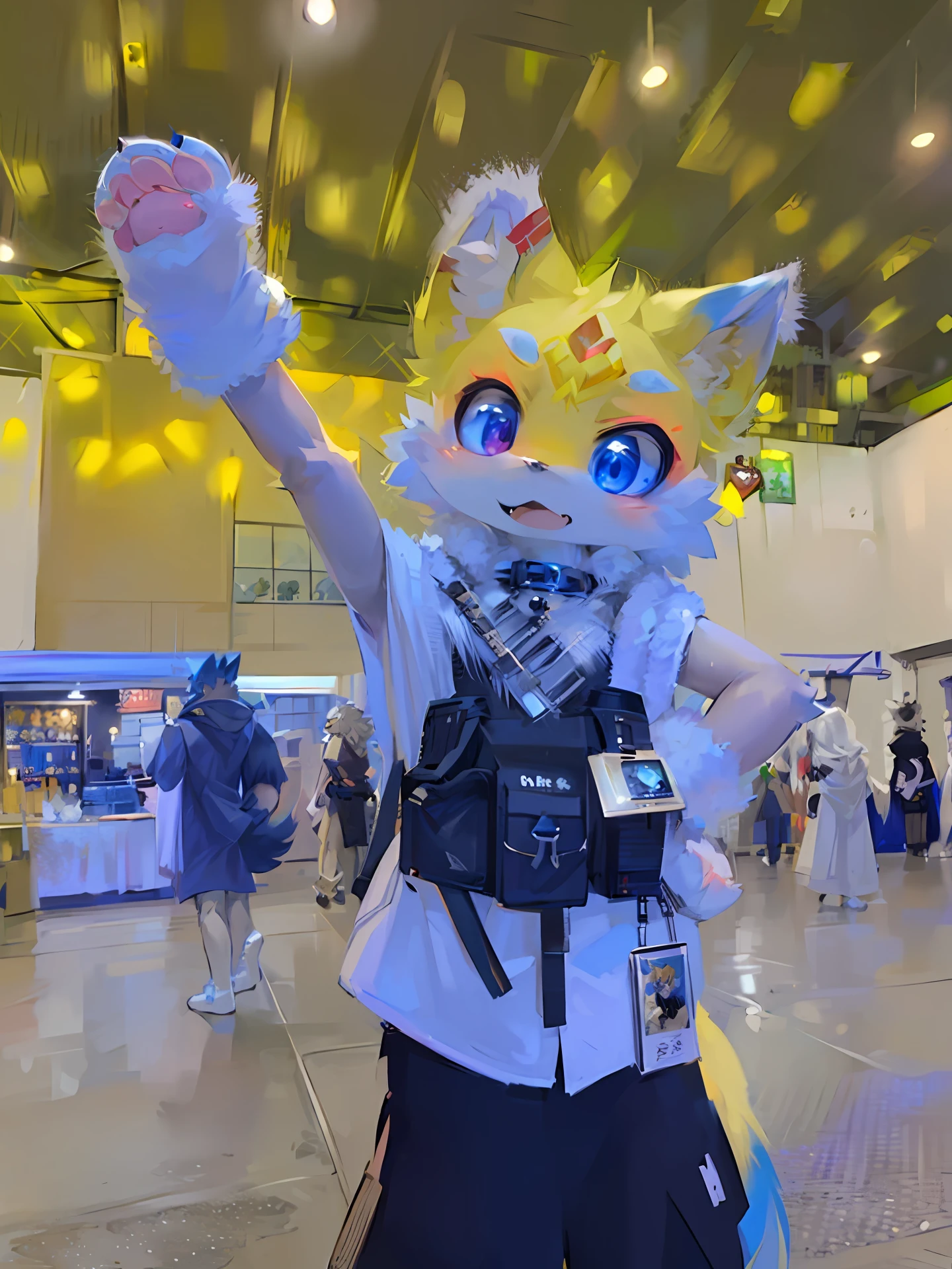 Shota, Long hair, Space eye, glowing light eyes, , noen city, snowfall, midnight, fox ear, deep blue ears, Fox tail, deep blue fox, deep blue jacket, Cute, Collar, Two tail, Space Katana, God , fur body, full bodyesbian, The lower body is naked, Snow fox, Character, master piece, Fluffy tail, current, Shy, NFSW, Highest quality, 8K, R-18, Full-HD, four ear fox, winter, overclocking, , soul fox blue