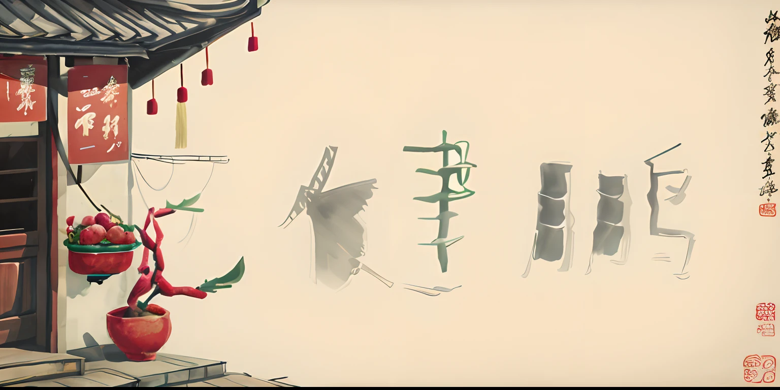 fruit shop,Chinese style buildings,National tide wind