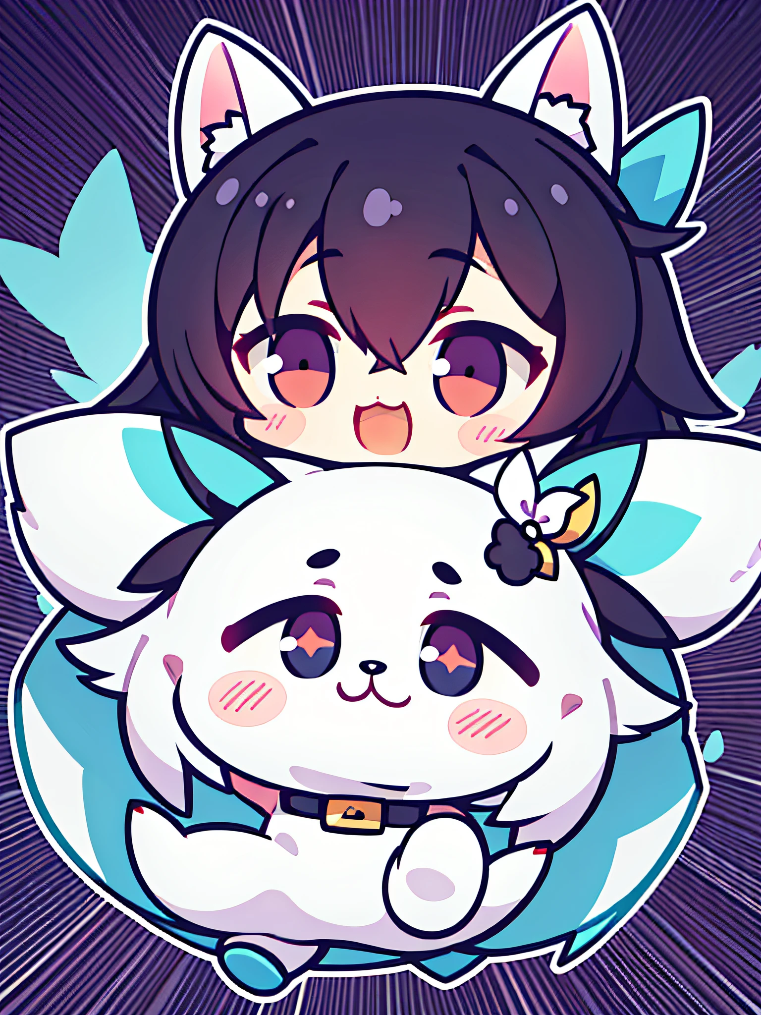 Cute little corgi,A healing smile,Shui Ling's big black eyes,The hair is pink-white,Minimalist, flat, Hand-drawn,It wears a small black collar around its neck,Vector graphics,white backgrounid,best qualityer, 16K HD(No extra feet,No extra legs,No extra eyebrows,No extra mouths,No extra nose)